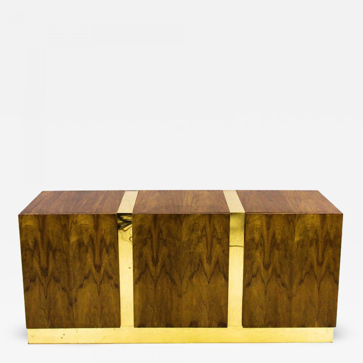 Milo Baughman Zebra Wood And Brass Credenza By Milo Baughman