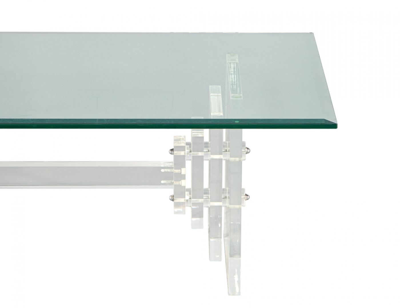 Modern Acrylic Cocktail Table with Geometric Base