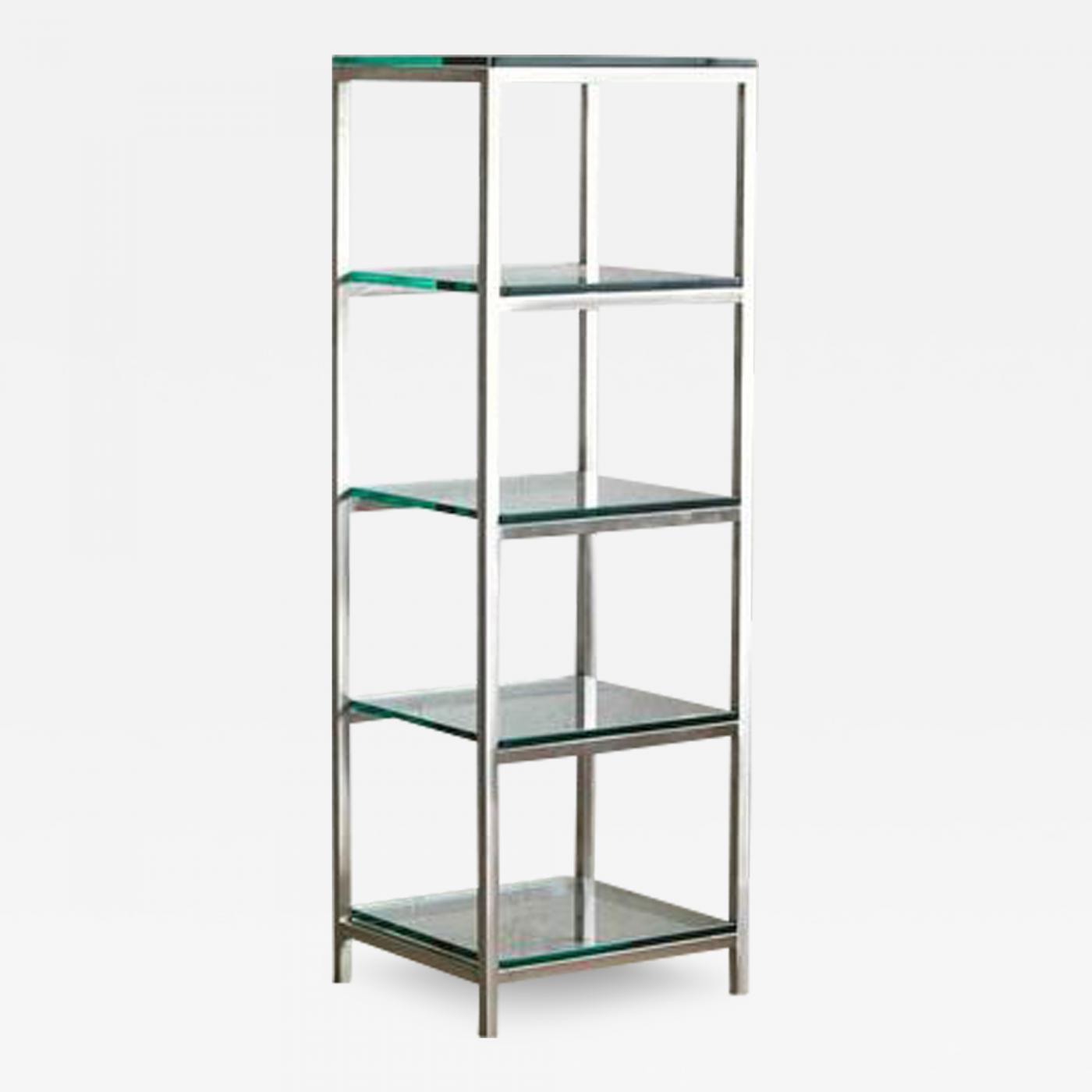 Modern Brushed Aluminium Etagere Or Display With Five Thick