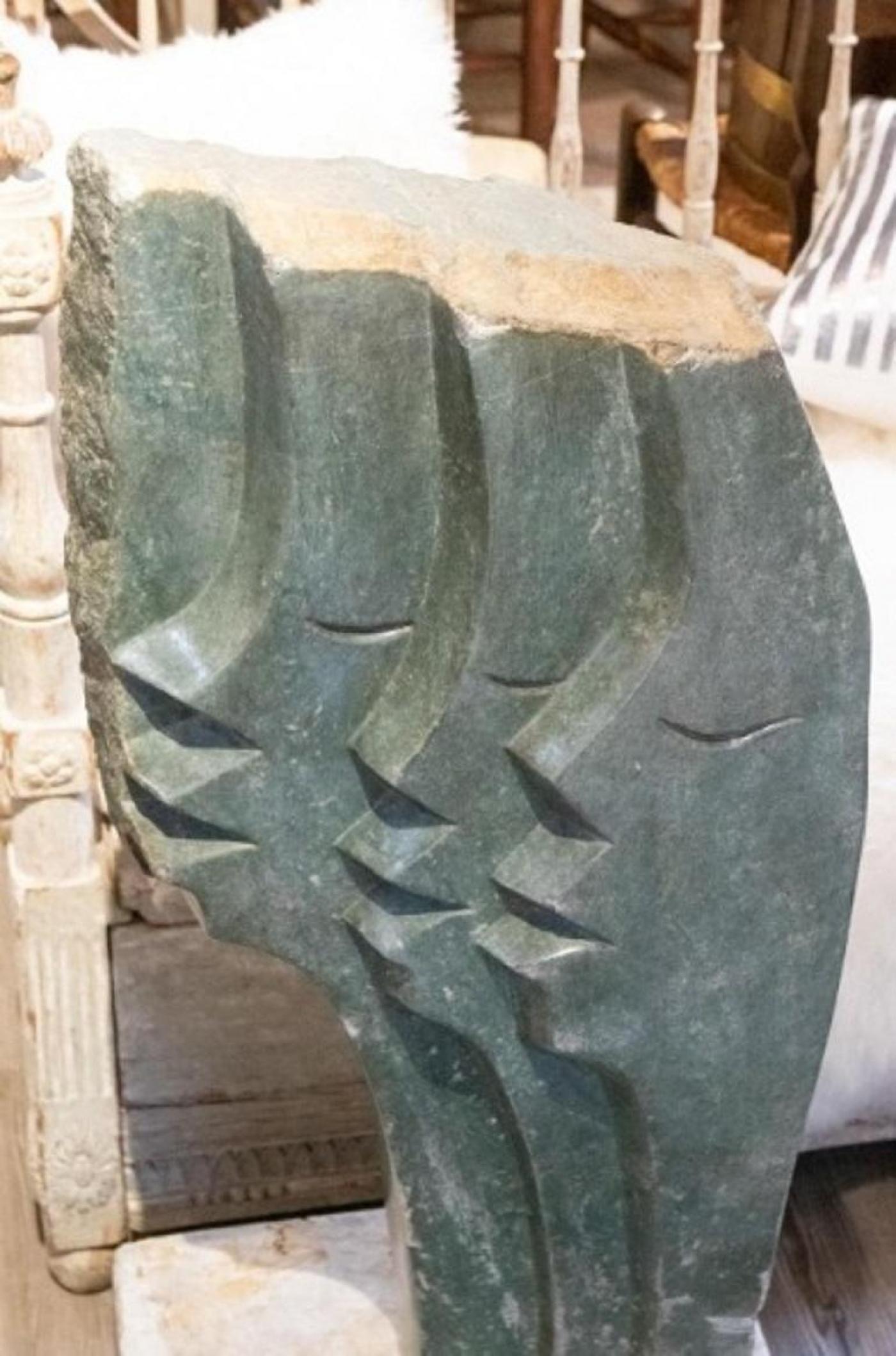 20th Century Abstract Modernist Stone Sculpture of Three Faces in Profile