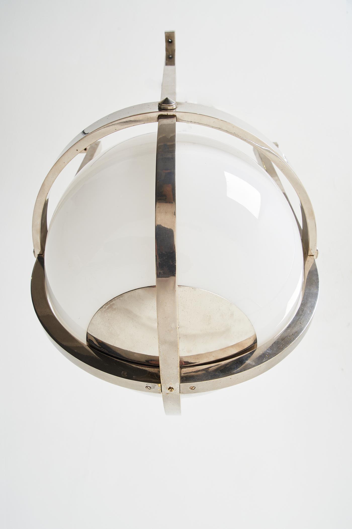 Modernist Chrome and Glass Globe Ceiling Light
