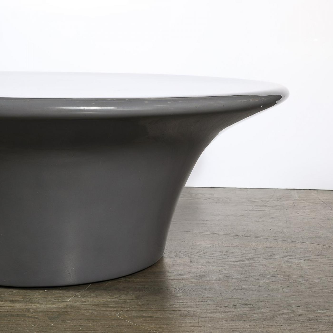 Modernist Grey Lacquer Curvilinear Sculptural Cocktail Table