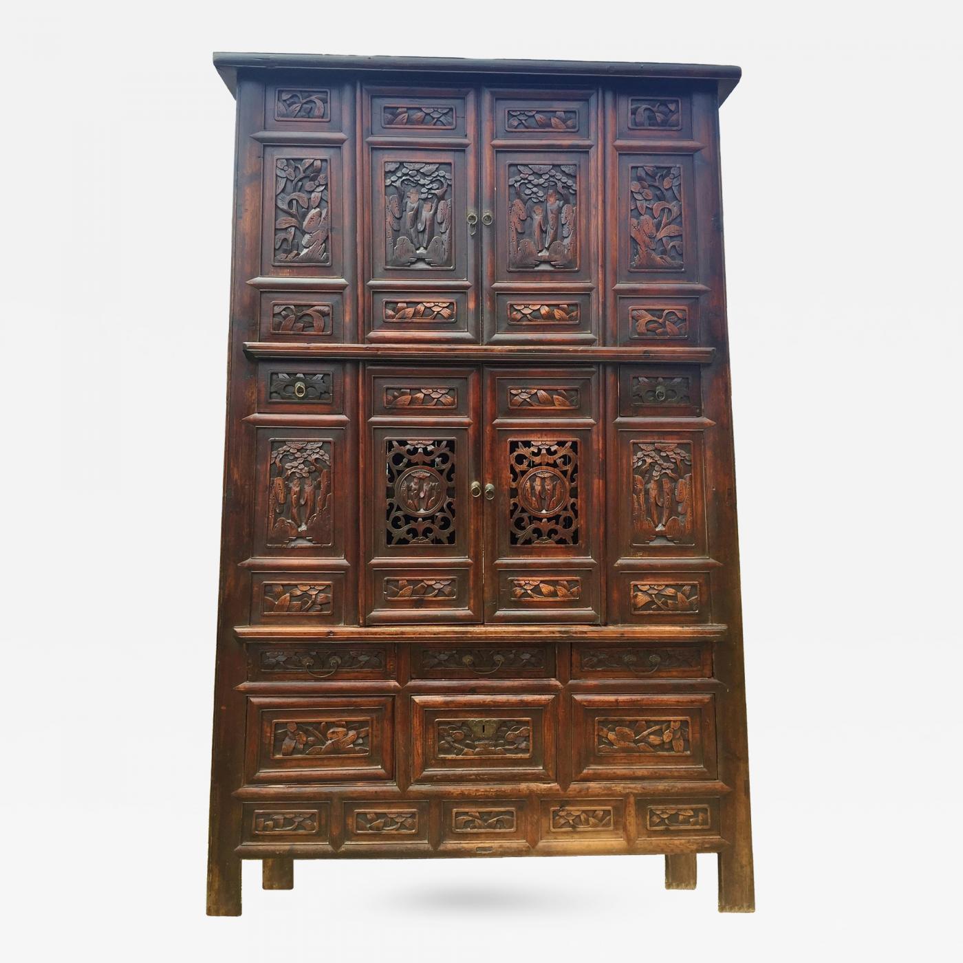 Monumental Chinese Antique Cabinet, 95 Monumental Chinese Antique Cabinet 95 Tall Fully Carved. Tap to expand - Monumental Chinese Antique Cabinet, 95