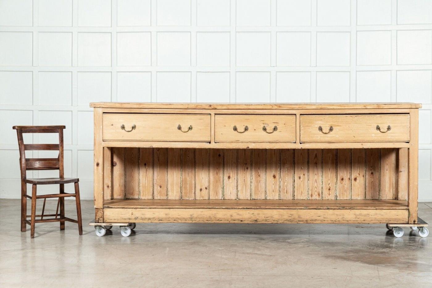 Monumental English Pine Potboard Dresser Base