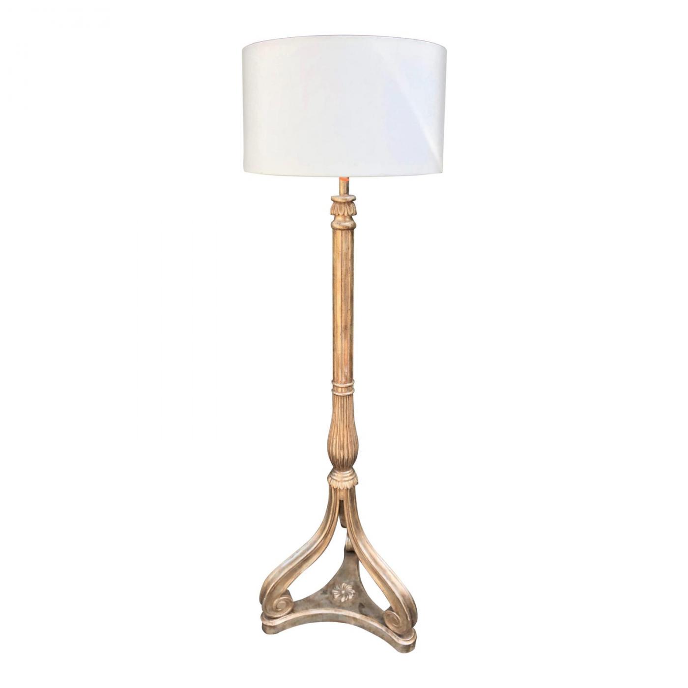 Nancy Corzine - Nancy Corzine White Gold Giltwood Designer Floor Lamp ...