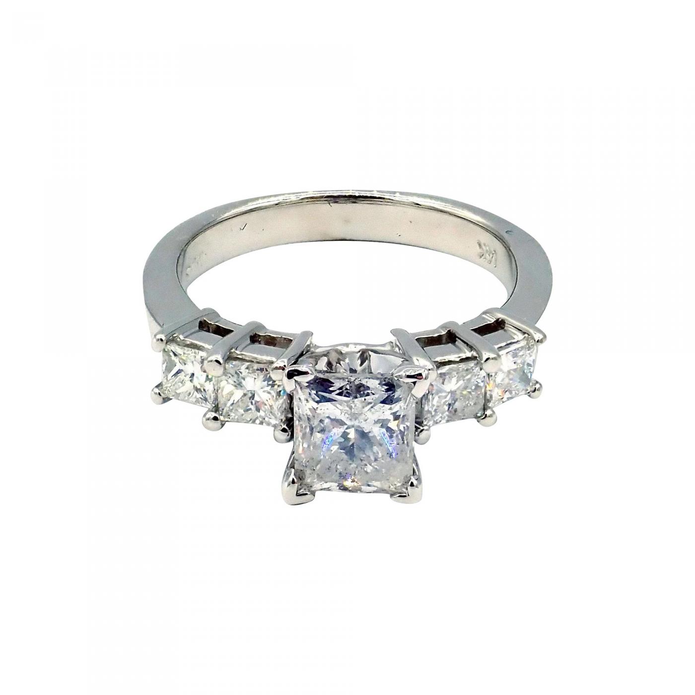 Natural Princess Cut Diamond Engagement Ring Or Wedding Band In 14kt White Gold