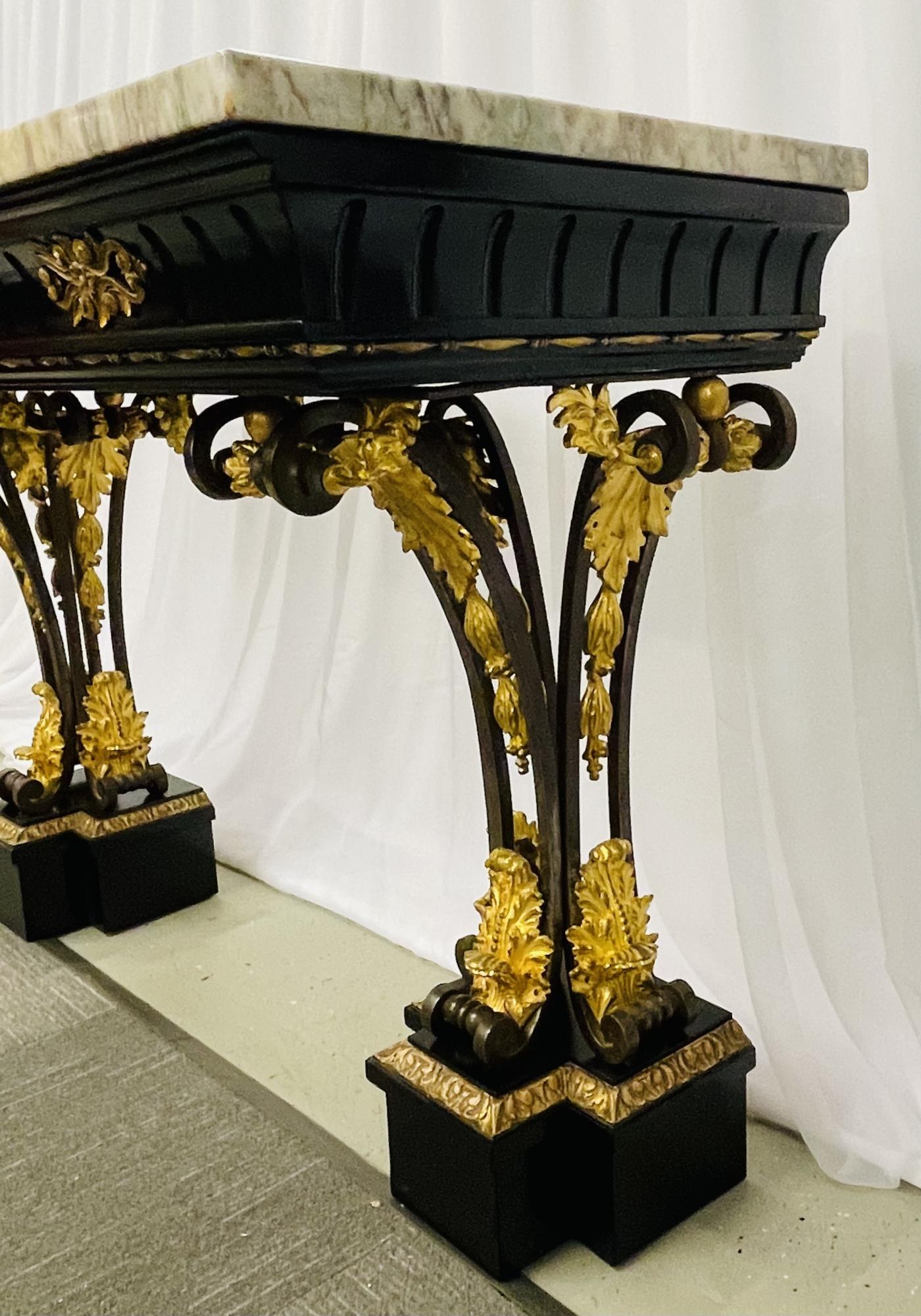Neoclassical Style Console Table, Refinished, Bronze, Celebrity Provenance