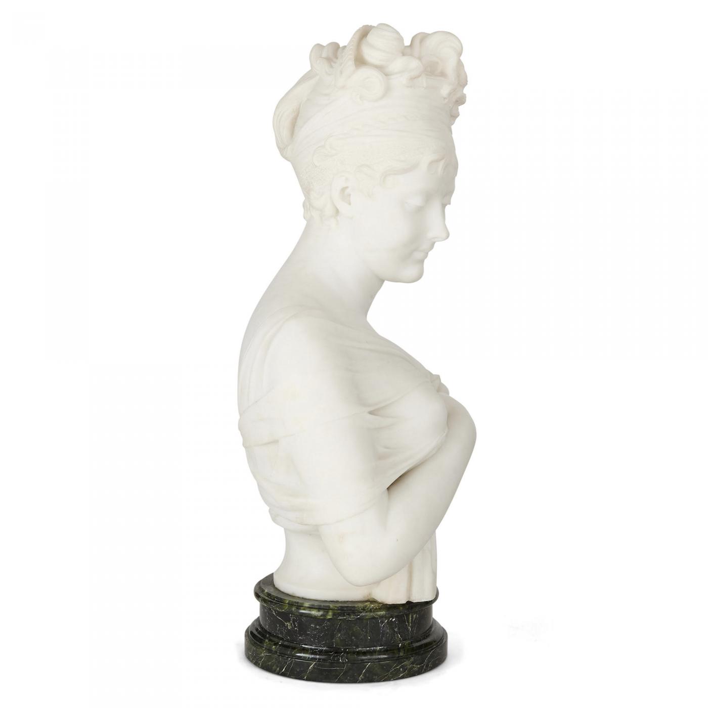 Neoclassical marble sculpture bust after Joseph Chinard