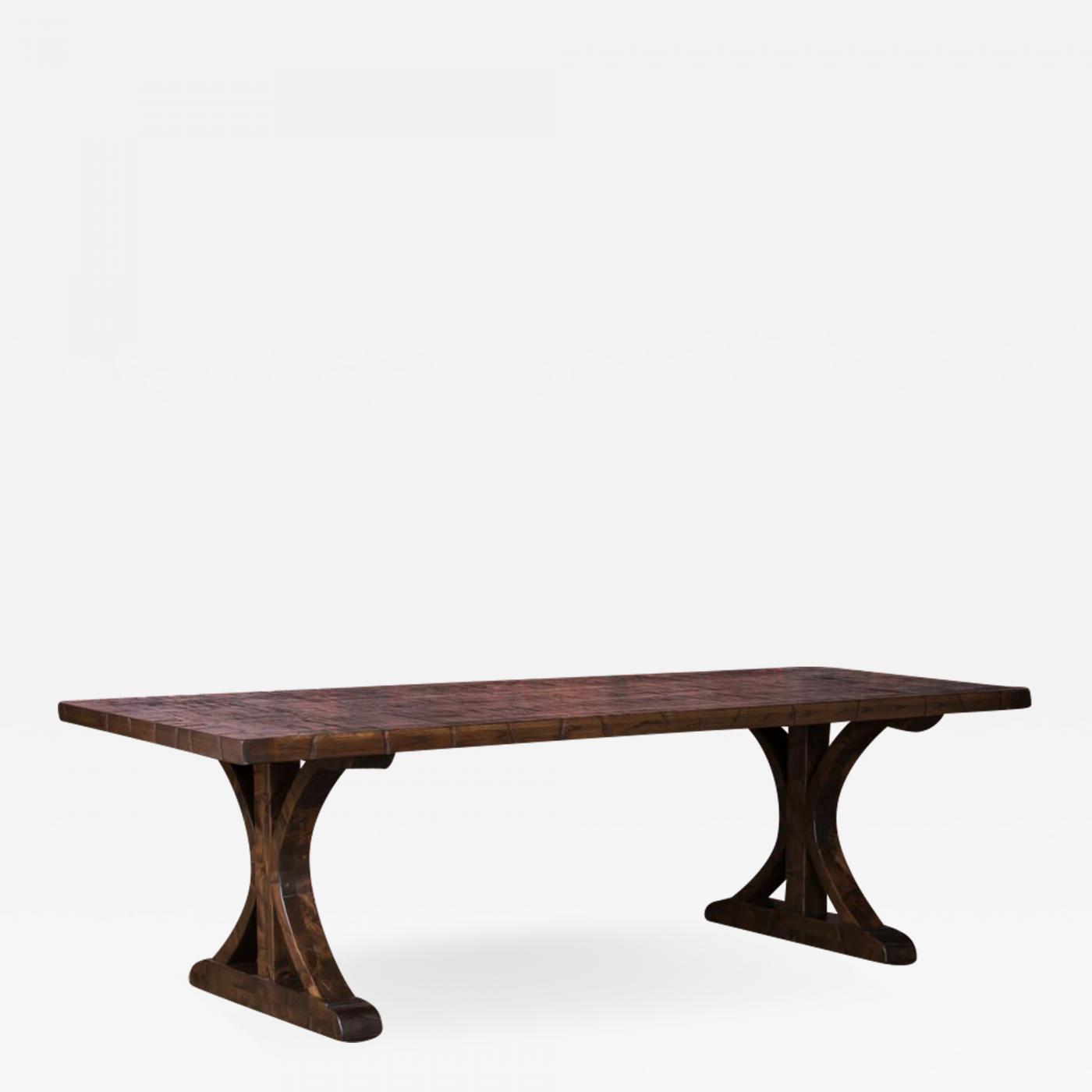 Oak Dining Table Made From Reclaimed Boxcar Flooring
