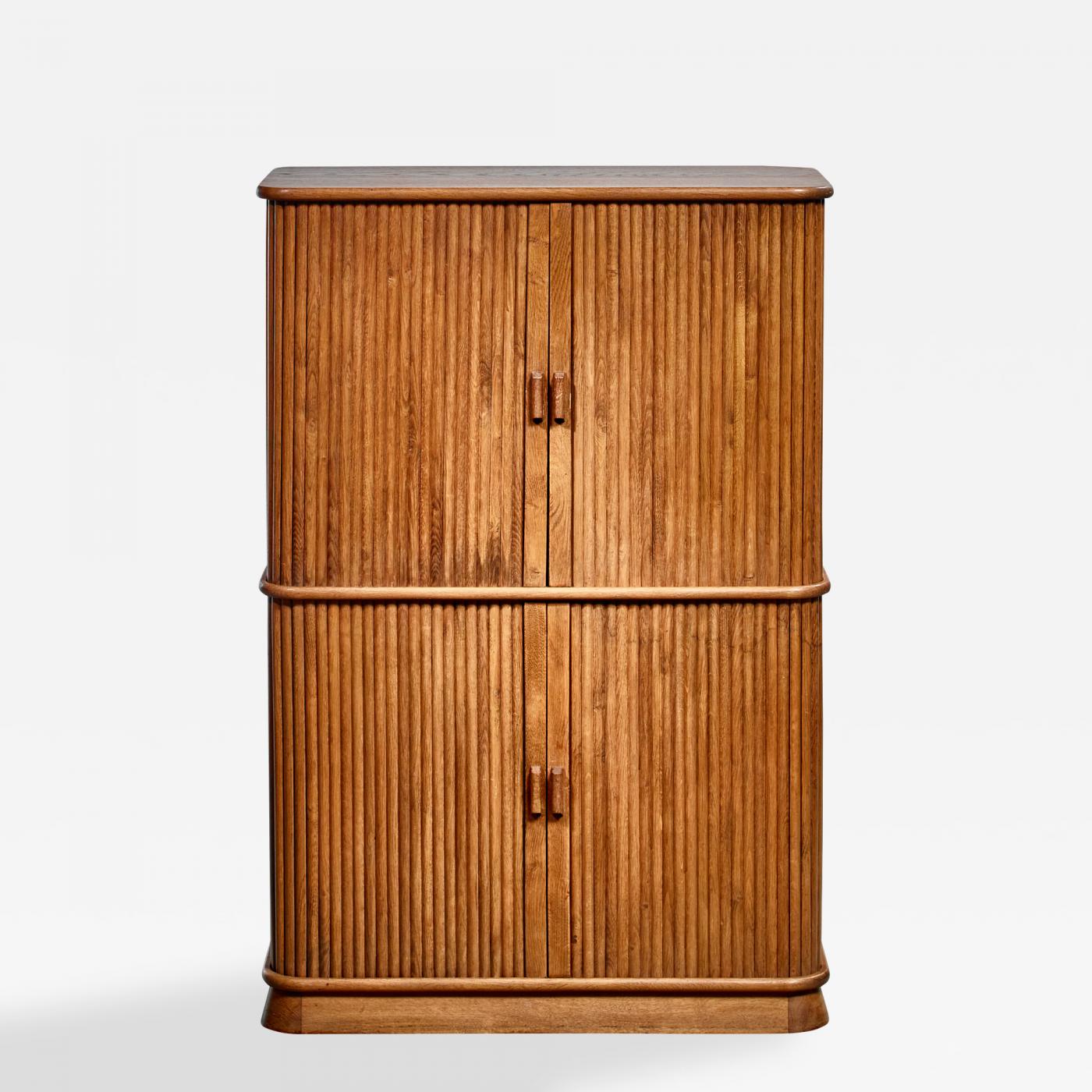 Oak Cabinet With Tambour Doors Denmark 1940s