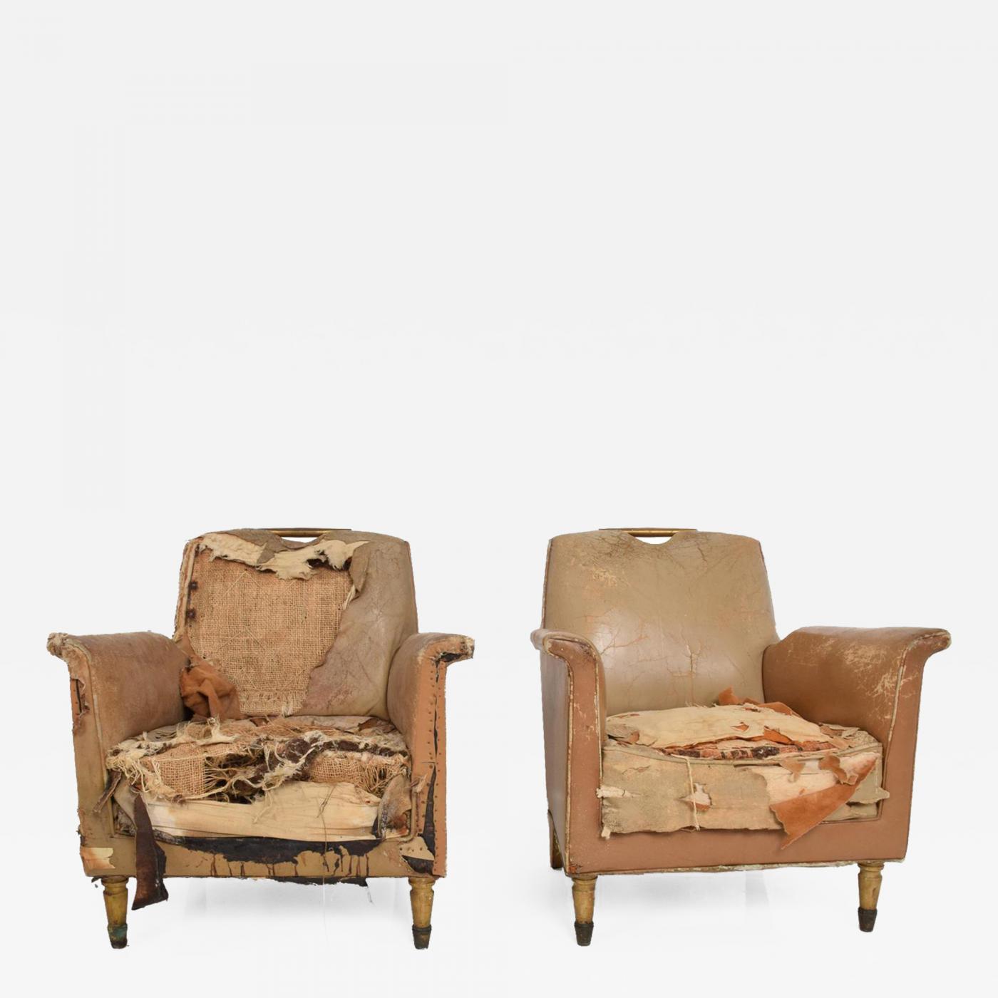 Octavio Vidales Set Of Two Octavio Vidales Distressed Leather Chairs For Muebles Johrvy