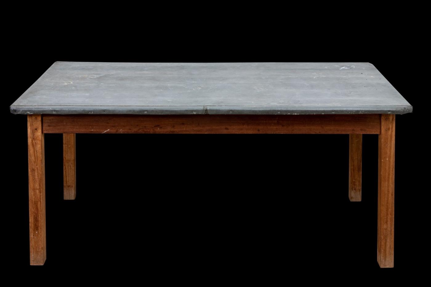 Outdoor Zinc and Teak Dining Table