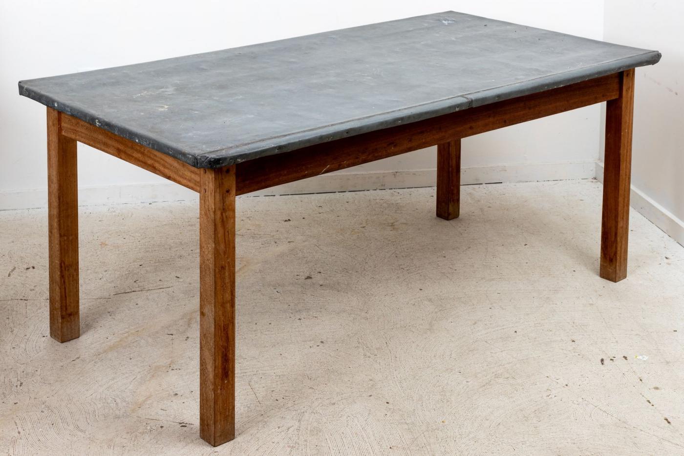 Outdoor Zinc and Teak Dining Table