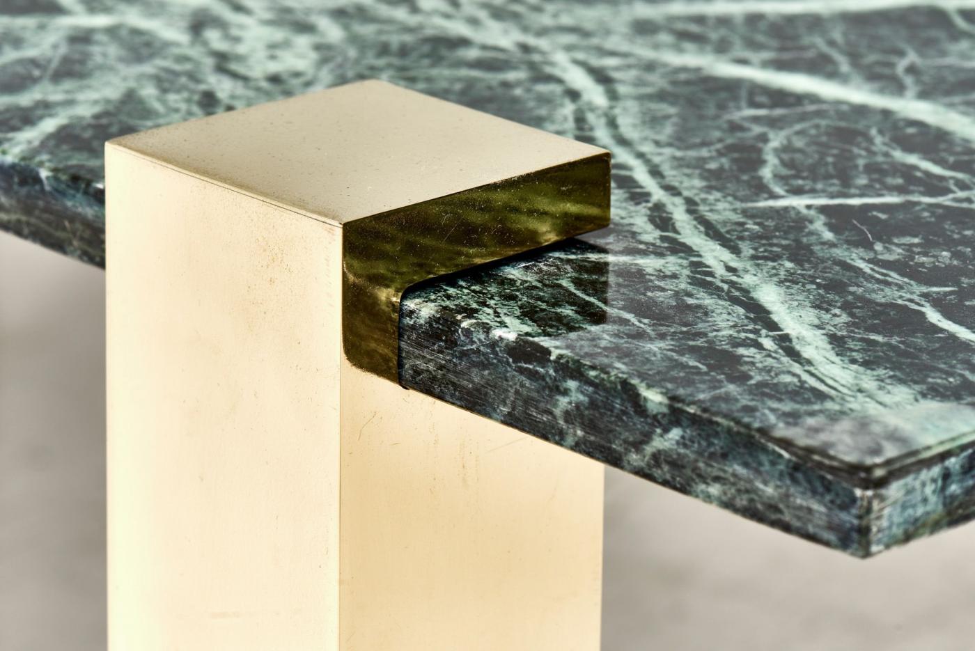 Pace Collection PACE Collection Verde Green Marble and Brass Coffee Table, 1970