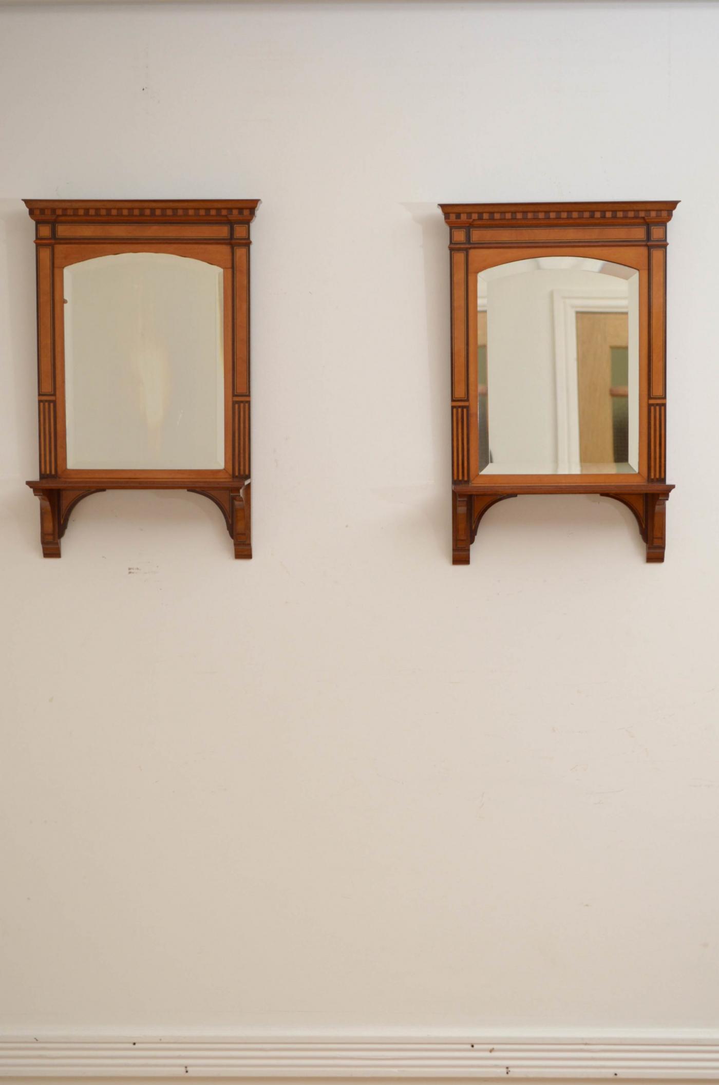 PAIR OF LATE VICTORIAN WALL MIRRORS IN SATINWOOD