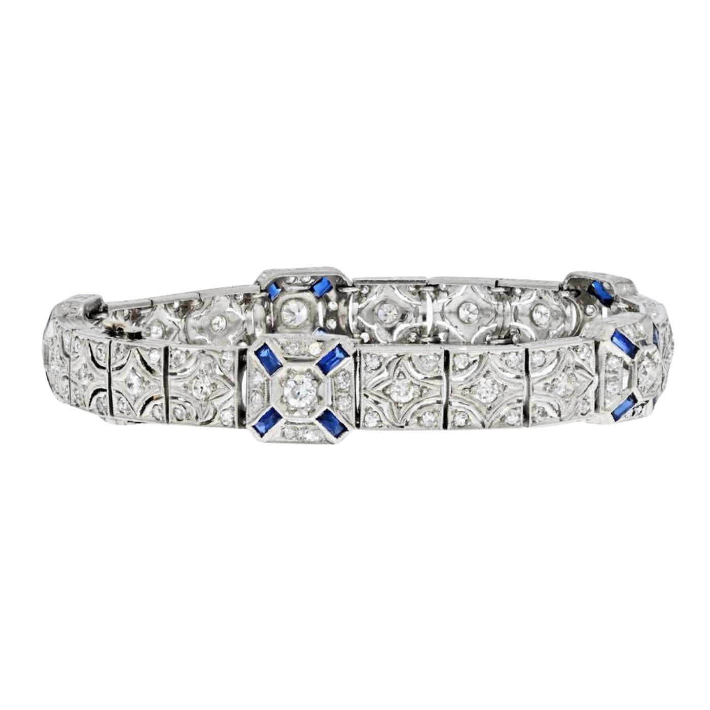 Emerald-Cut Diamond Platinum Line Bracelet, 5.92 Carats
