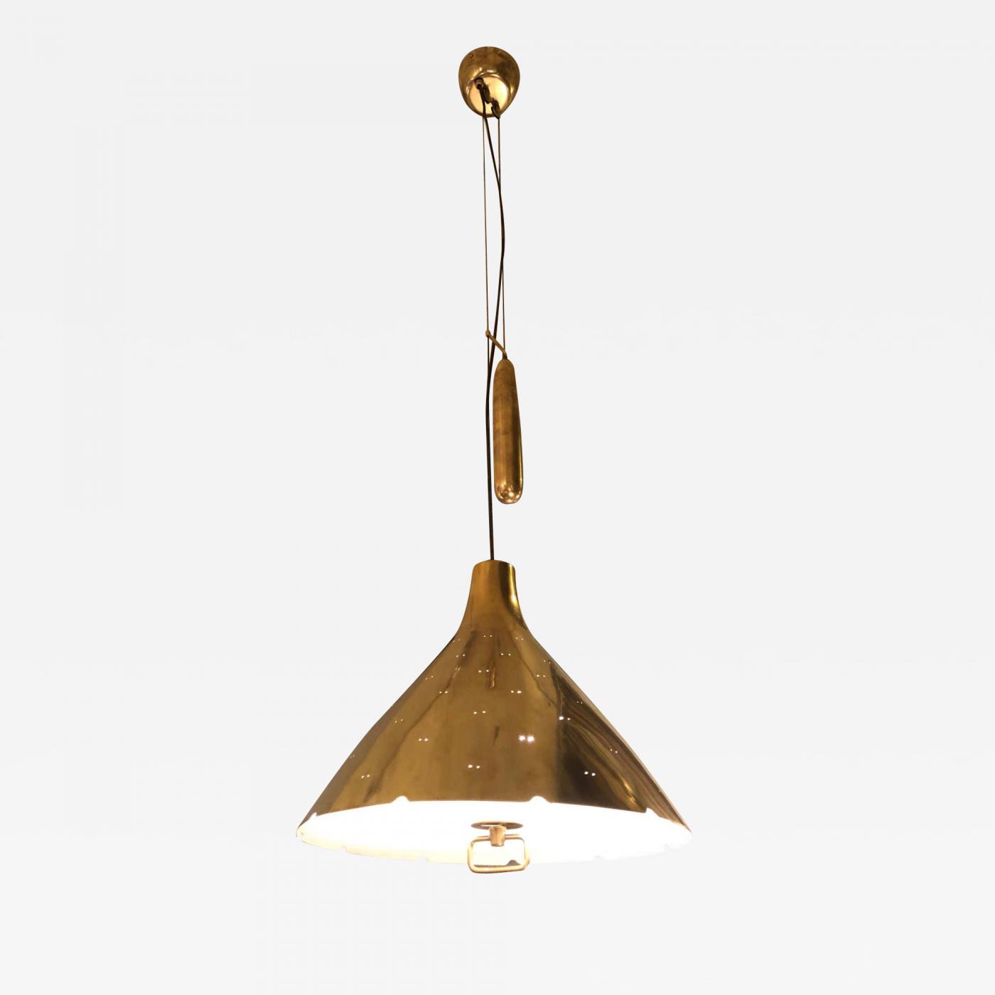 Paavo Tynell Midcentury Brass Adjustable Counterweight Pulley Pendant by Paavo Tynell 1950 426249 1762301