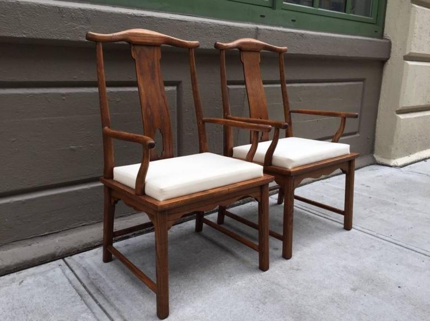 Pair Asian Style Hardwood Side Chairs