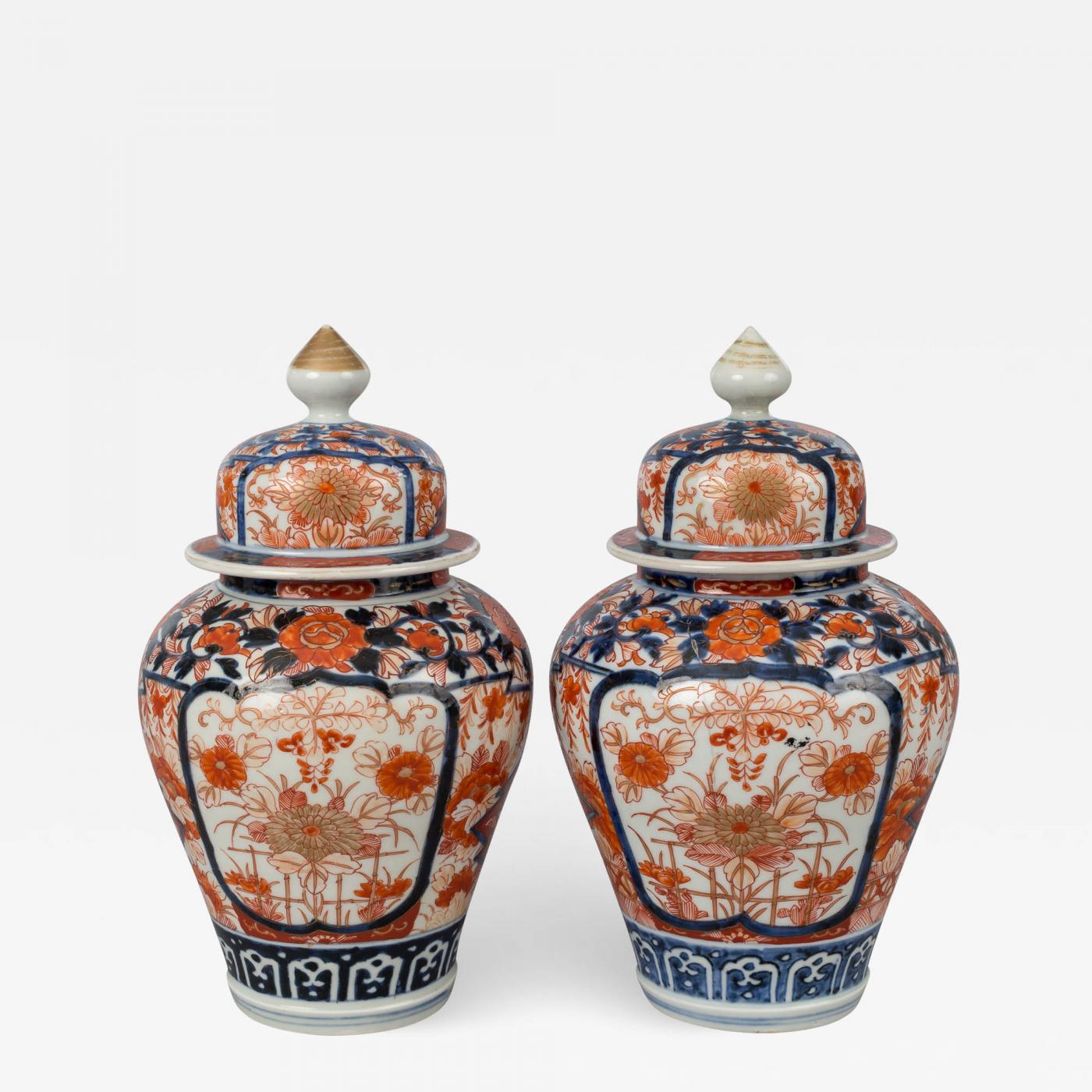 Pair Imari Vases With Lids Circa 1880