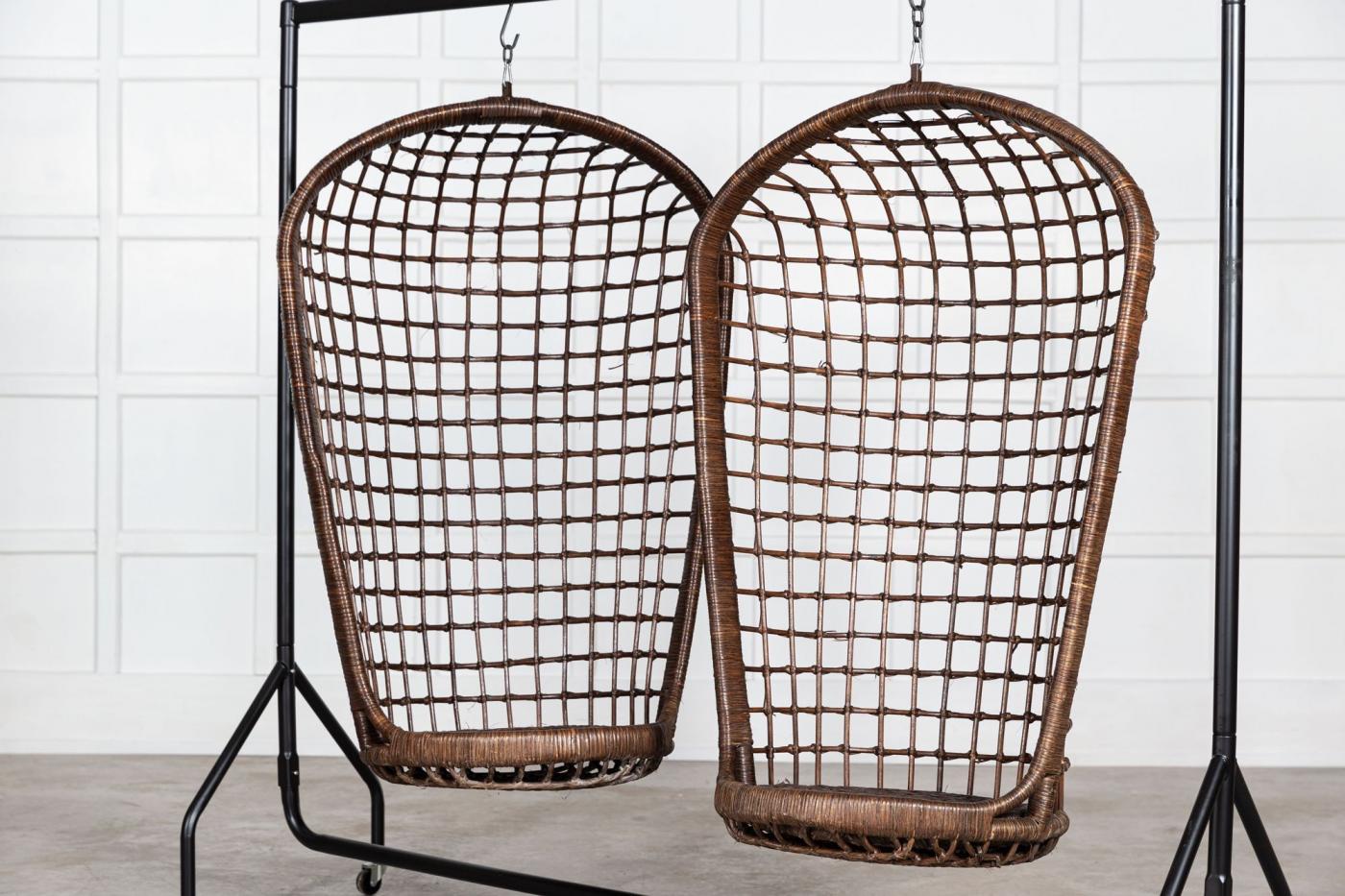 MidC French Bamboo Rattan Swinging Egg Chair