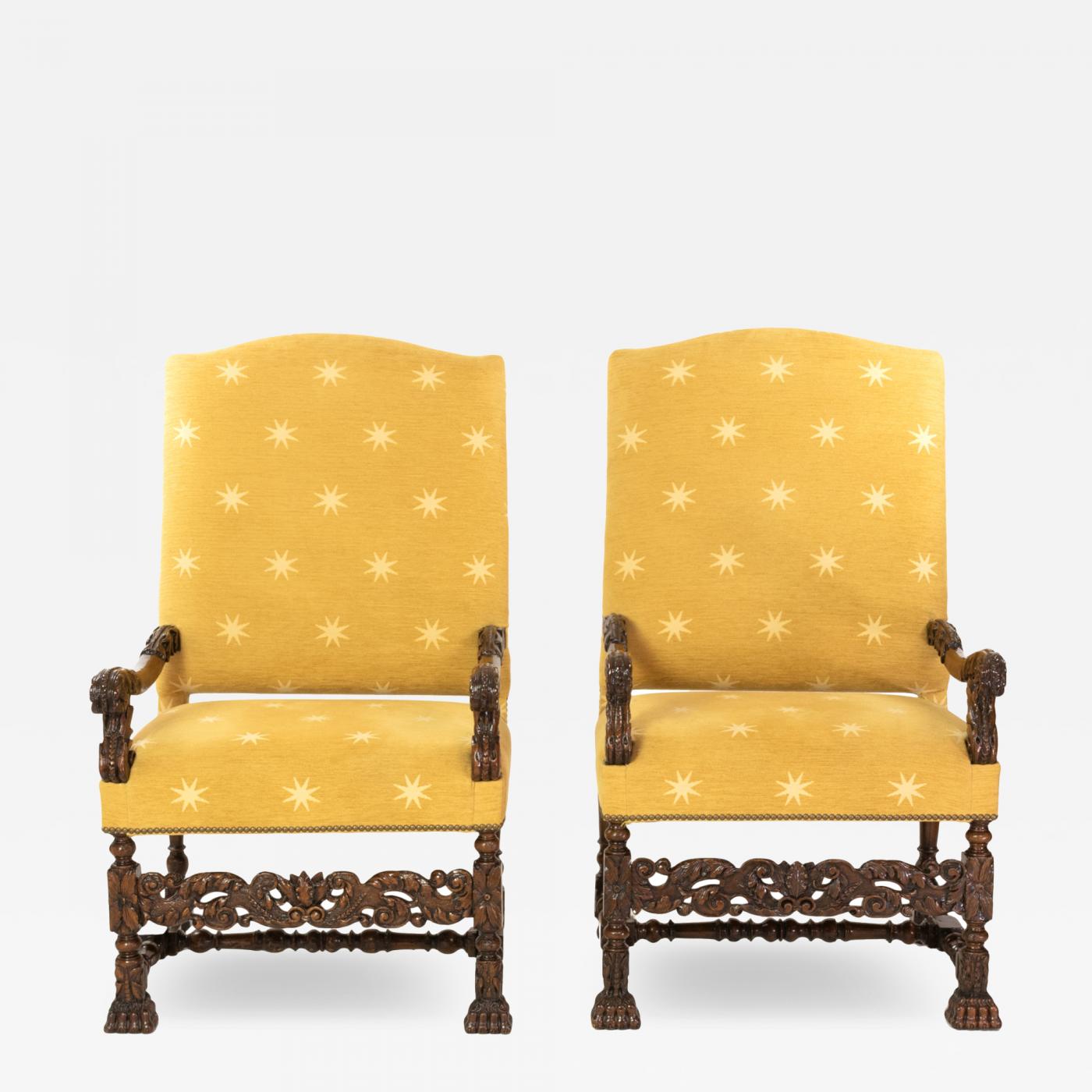 Antique high back online upholstered chairs