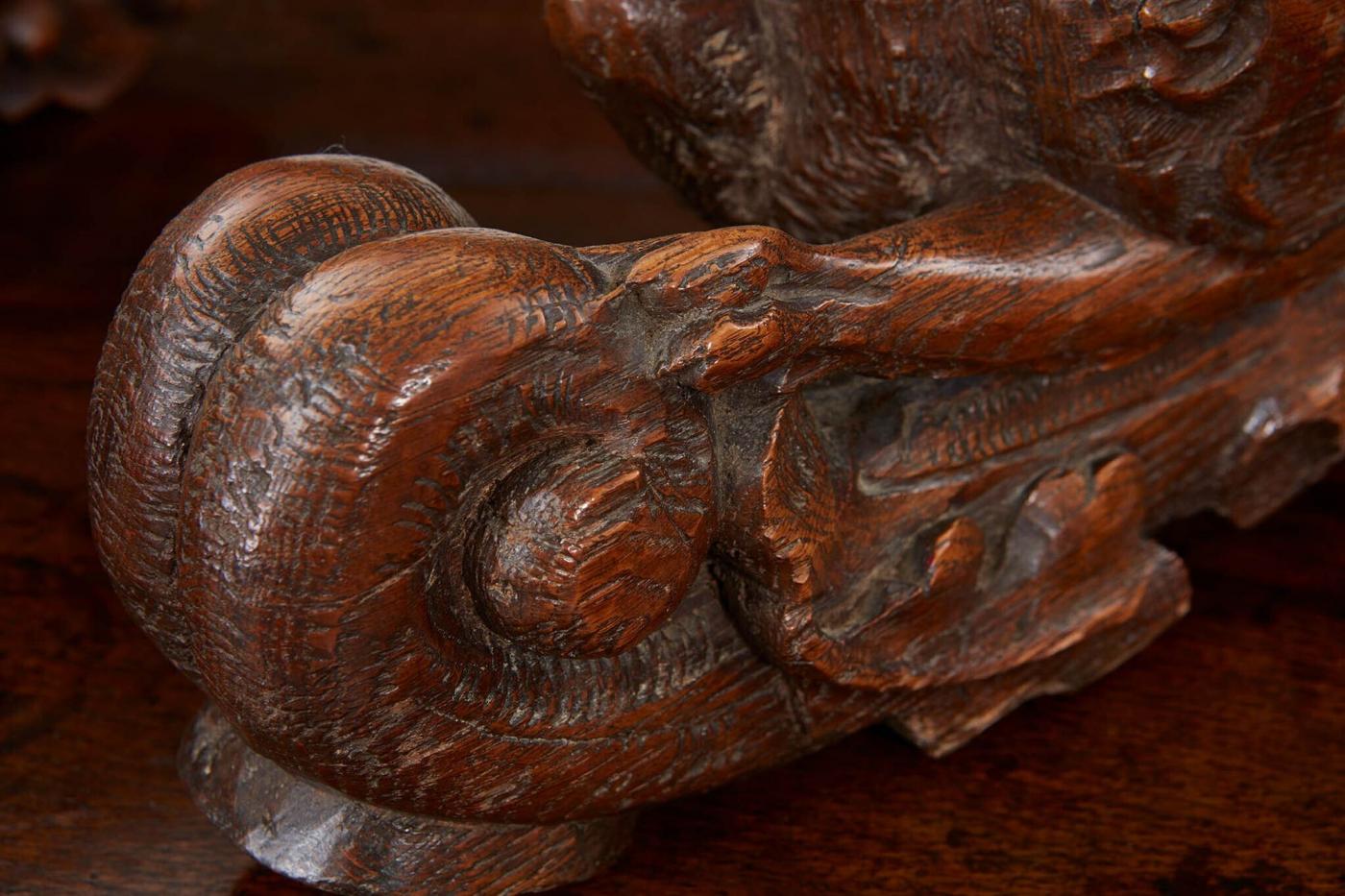 Pair of Carved Arts & Crafts Fox Brackets