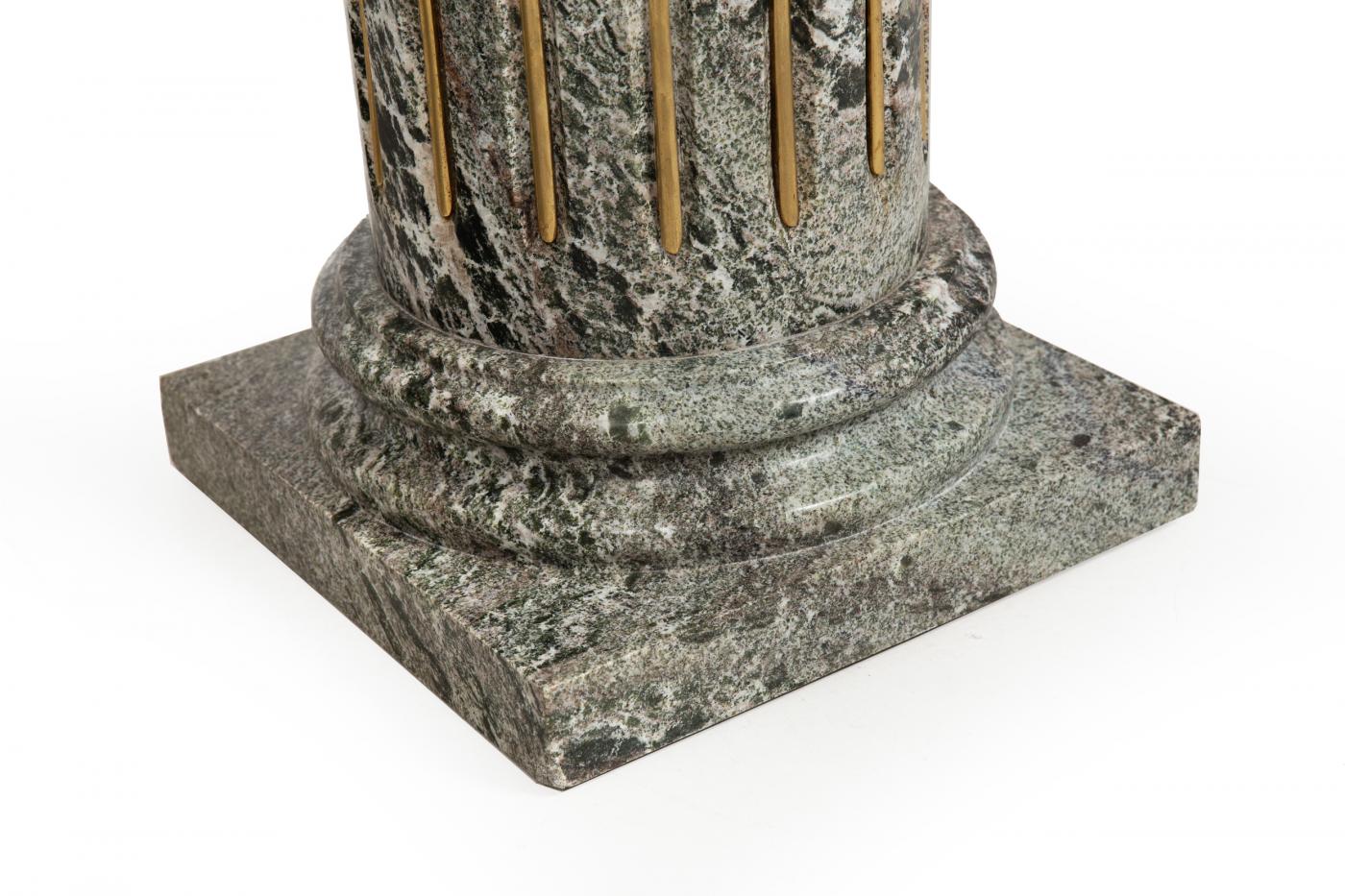 Pair of Classical Solid Marble Stop-Fluted Columns Pedestals