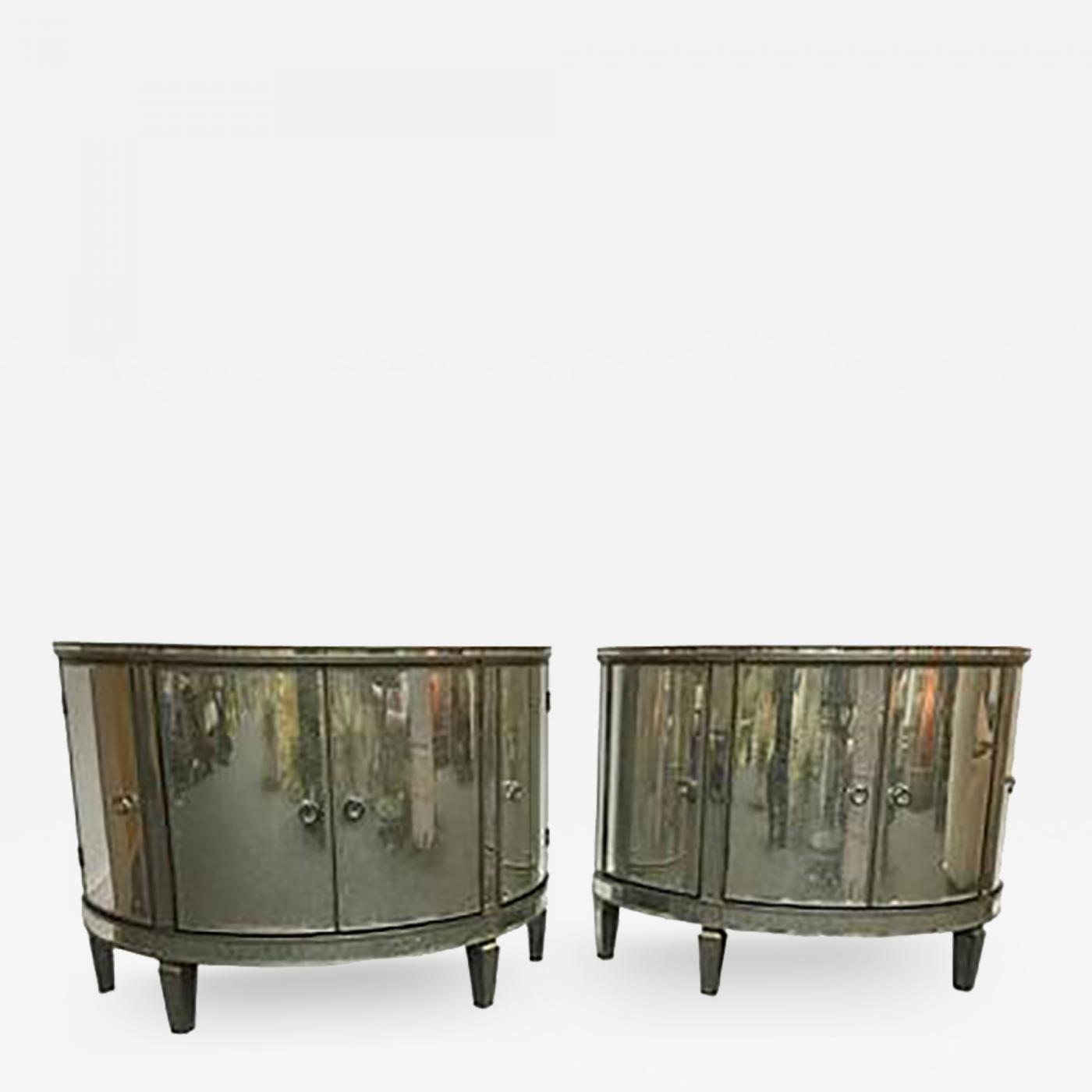 Pair of CustomMade Demilune Mirrored Consoles