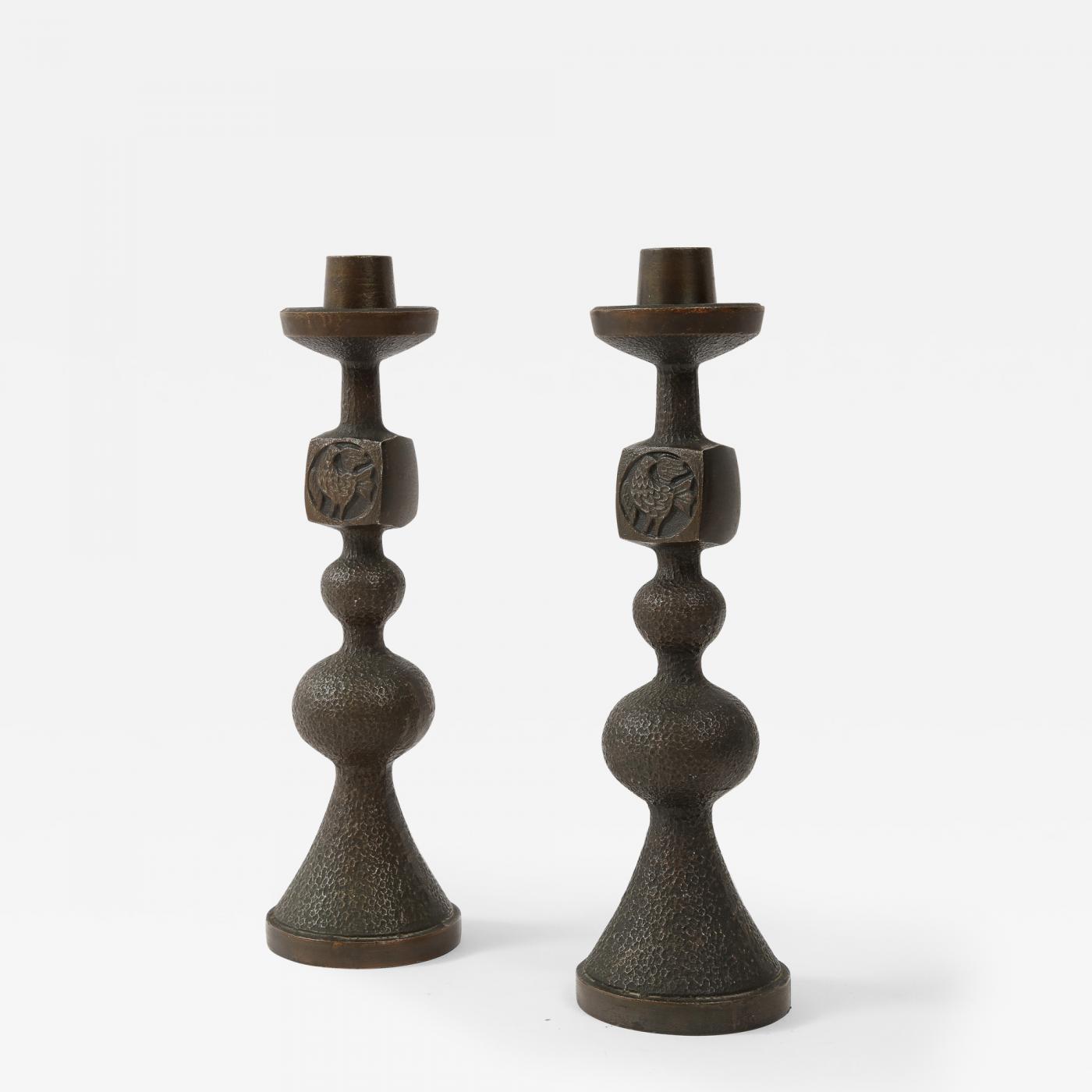 Pair of Danish Bronze Candlesticks, 1960