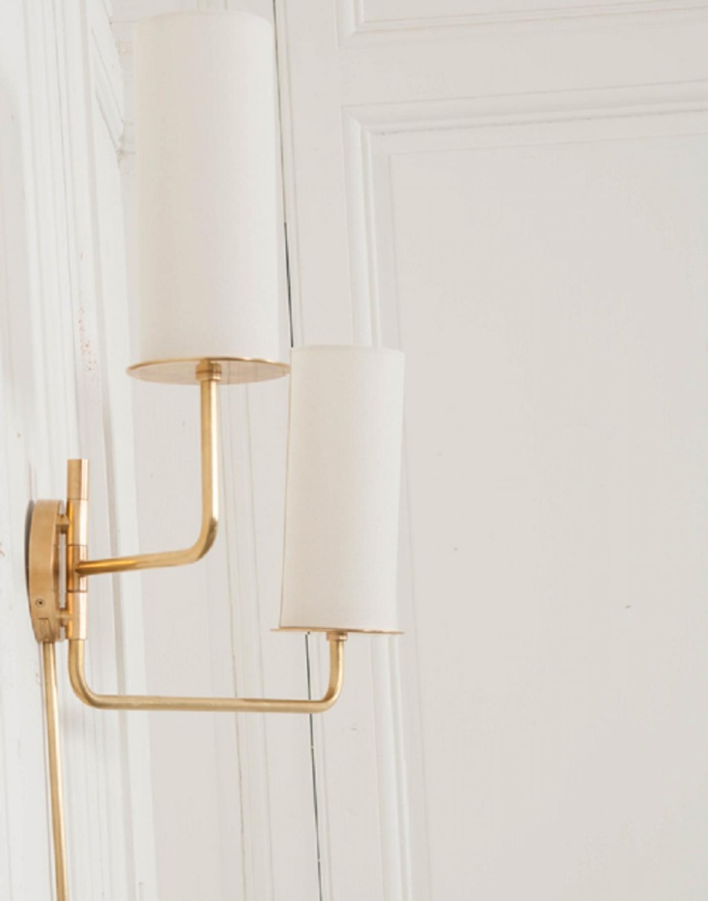 Pair of Double SwingArm Brass Sconces