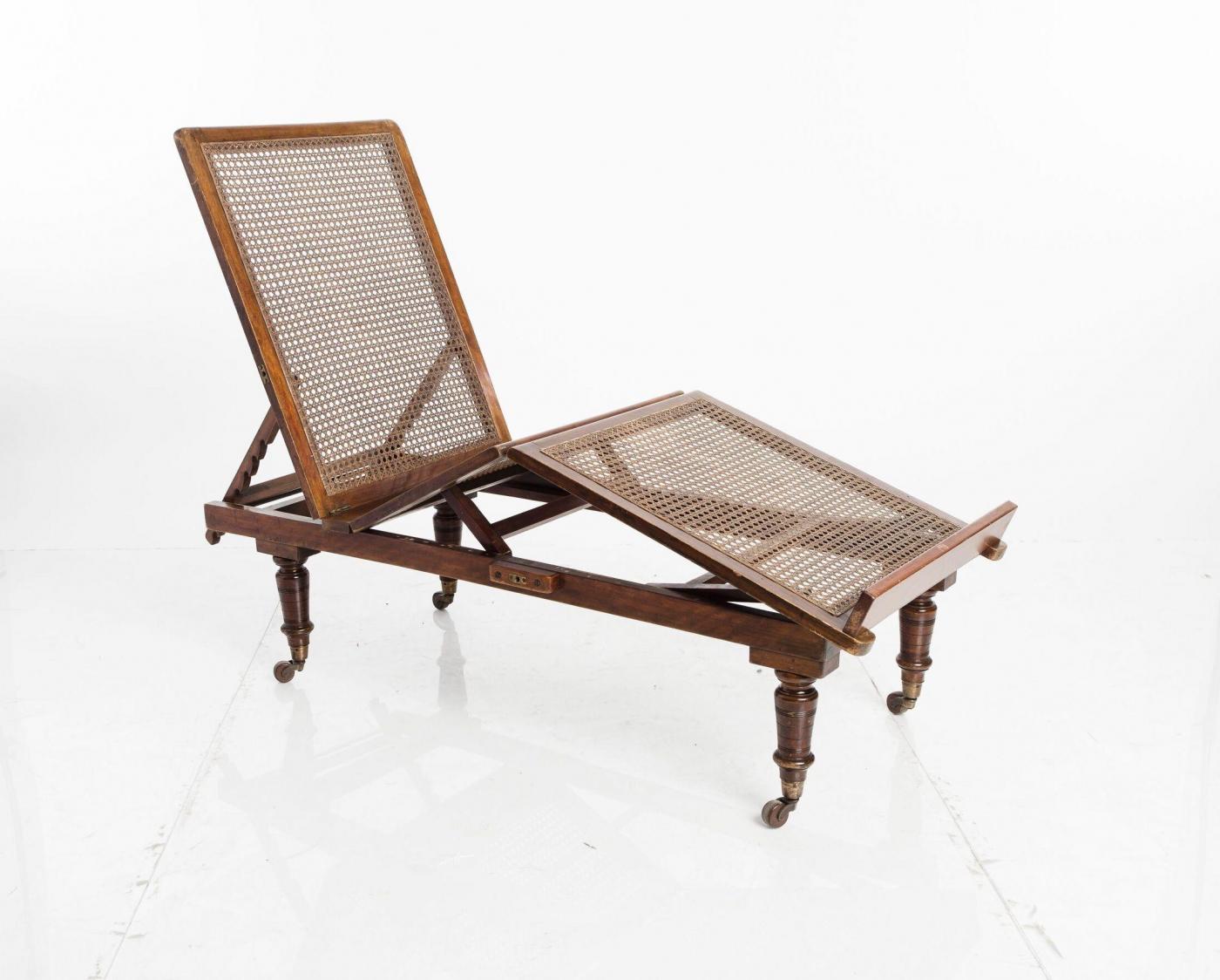 Antique Edwardian Chaise Lounges with Woven Cane Seat