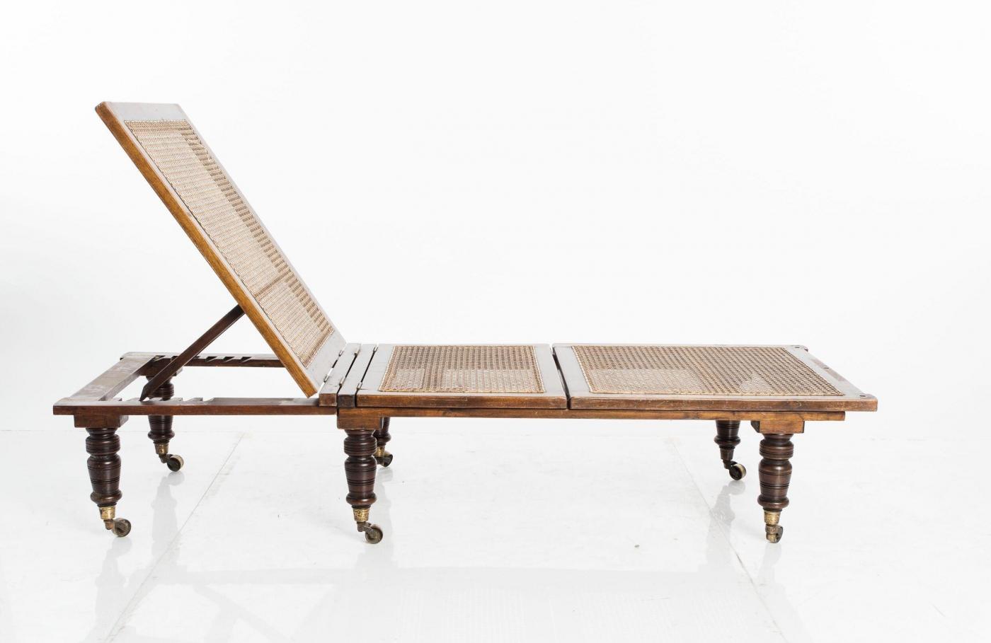 Antique Edwardian Chaise Lounges with Woven Cane Seat