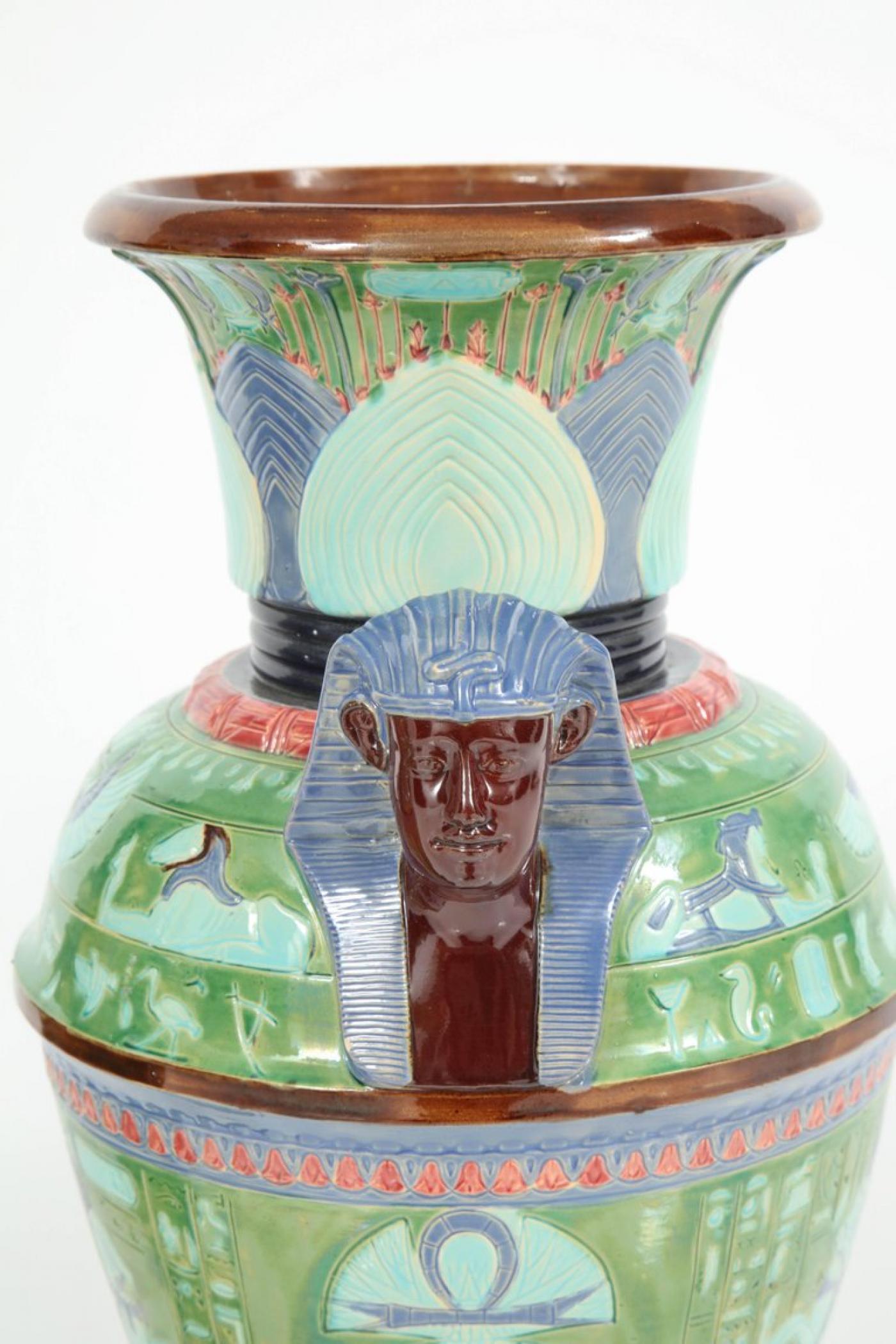Pair of Egyptian Revival Ceramic Vases