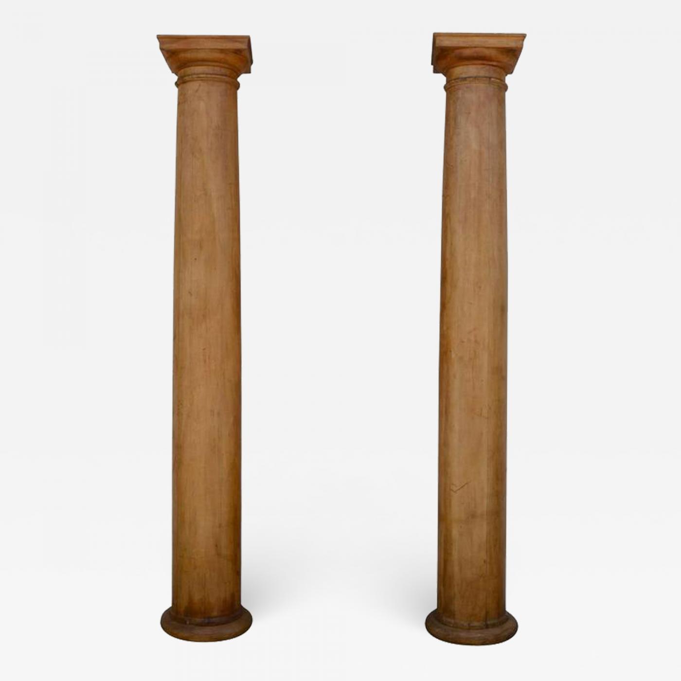 Pair Of Elegant Tall Fluted Decorative Pine Columns