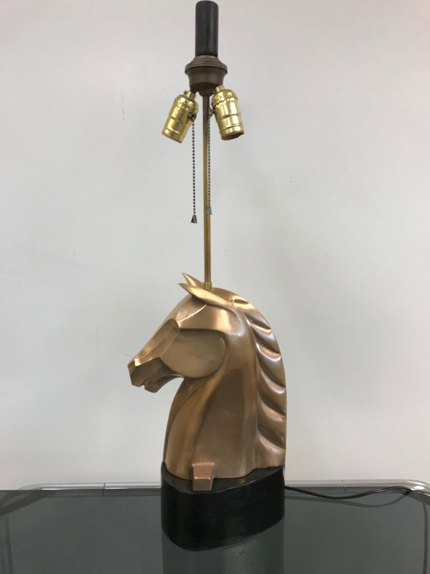 Pair of French Bronze Horse Lamps
