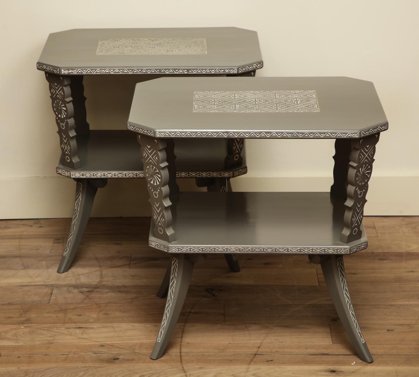 Pair of Grey Lacquered Tables