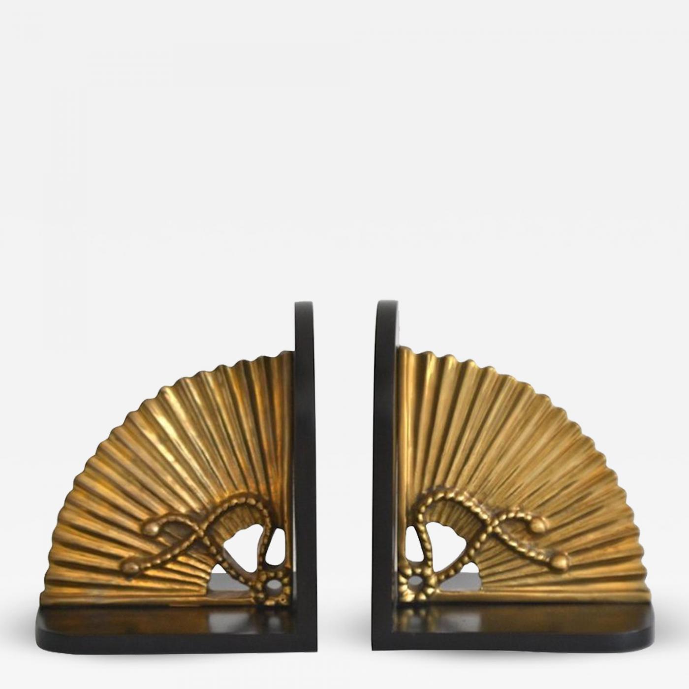 Pair of Hollywood Regency Brass Bookends