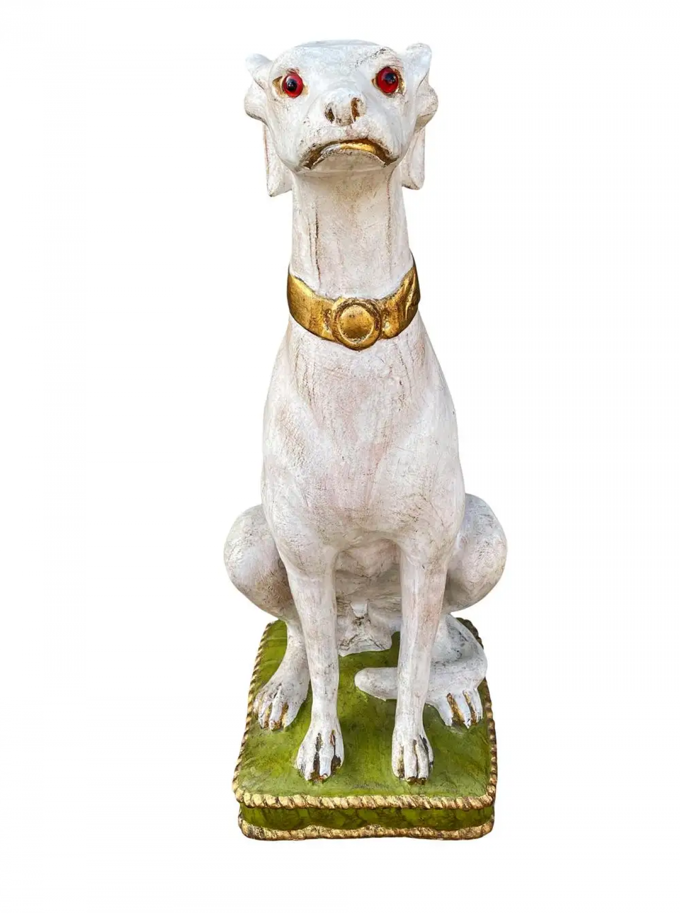 Pair of Hollywood Regency Life Size Seated Italian Greyhound Statues Sculptures