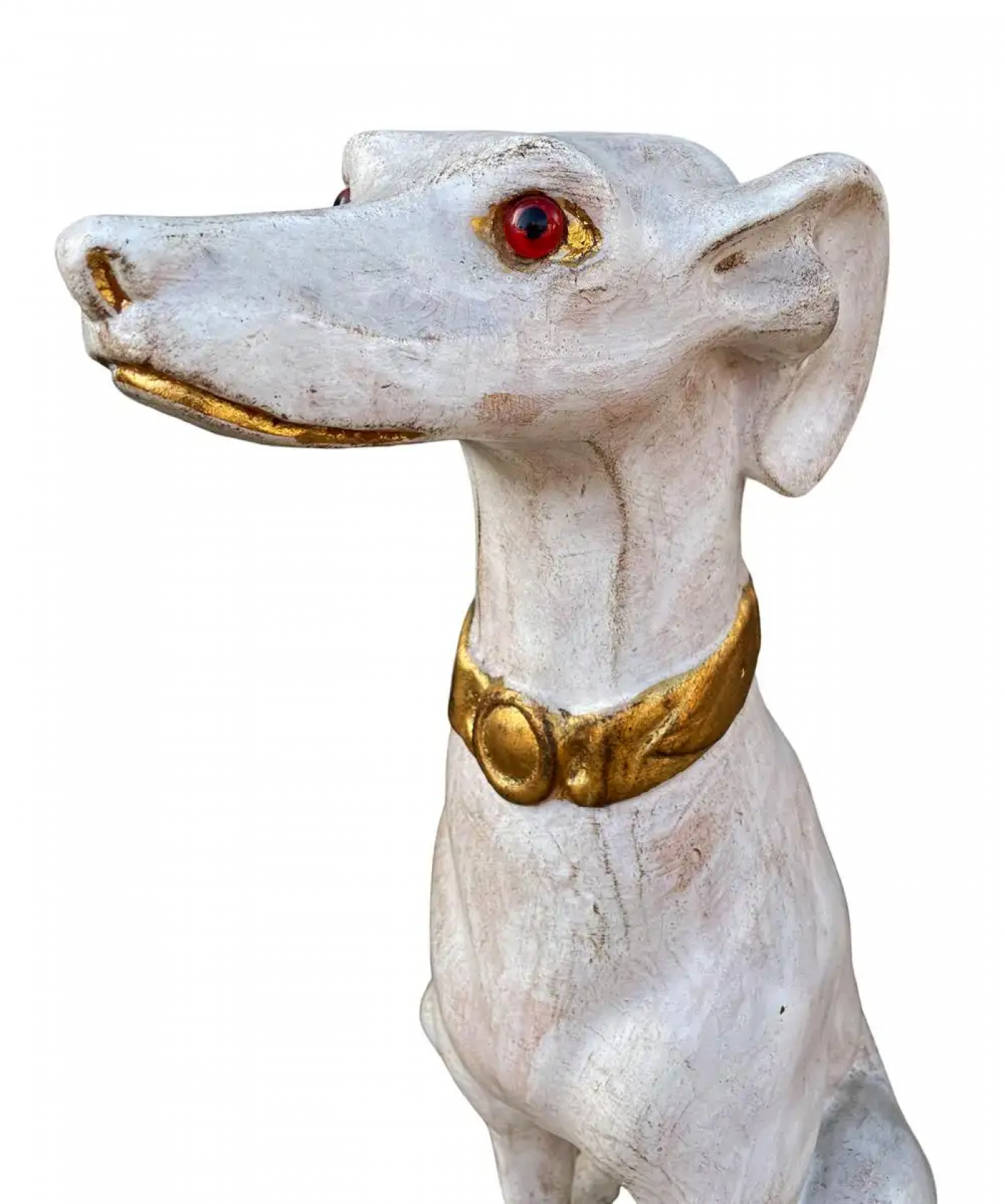 Pair of Hollywood Regency Life Size Seated Italian Greyhound Statues Sculptures