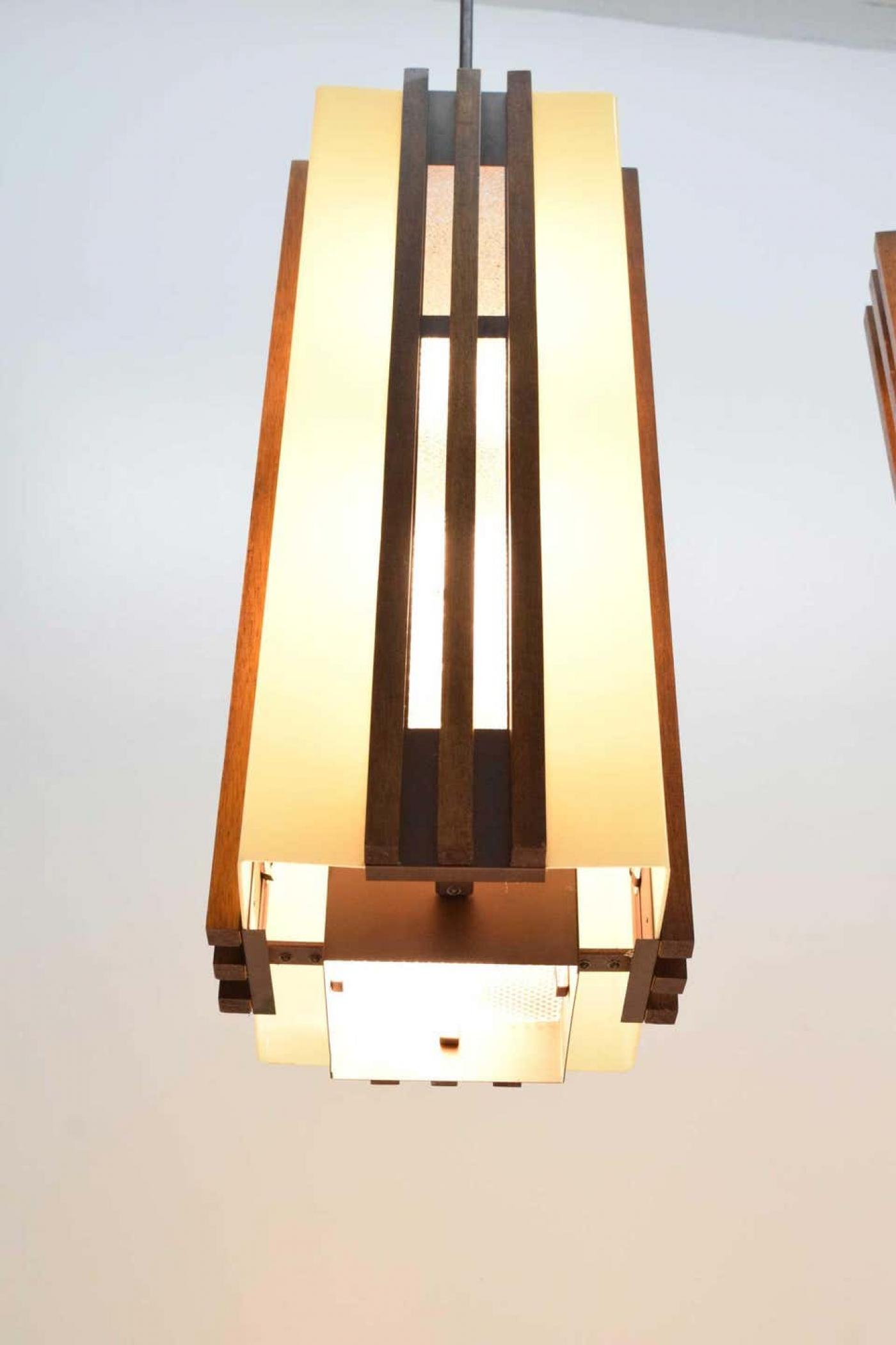 Frank Lloyd Wright - Pair of Large Frank Lloyd Wright Style Chandeliers ...