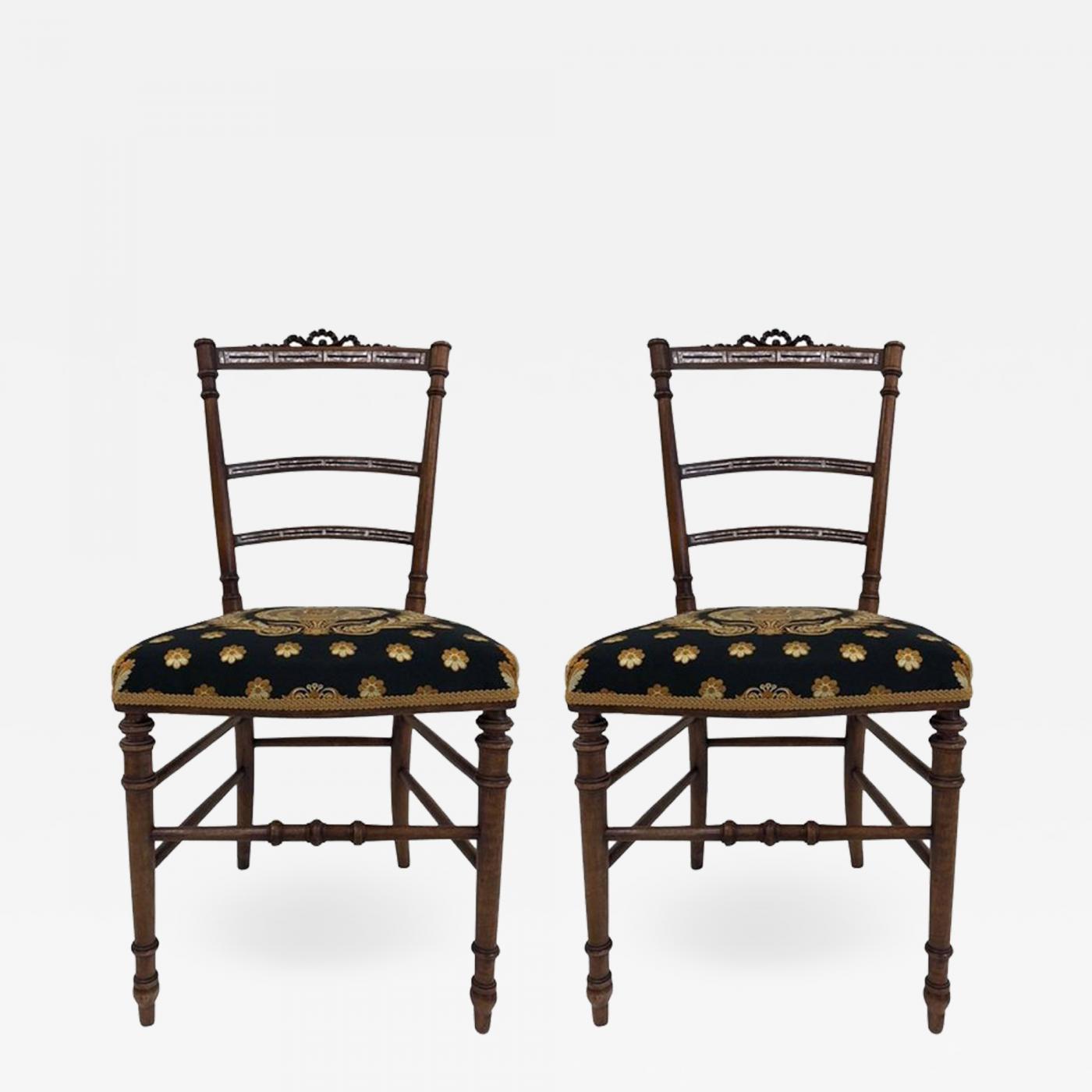 Pair Of Louis Xiv Style Mother Of Pearl Inlay Chairs
