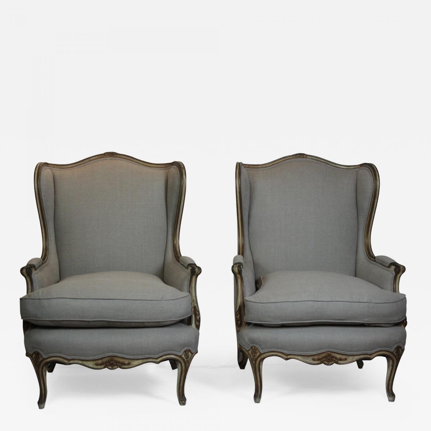 Pair Of Louis Xv Style Wingback Chairs