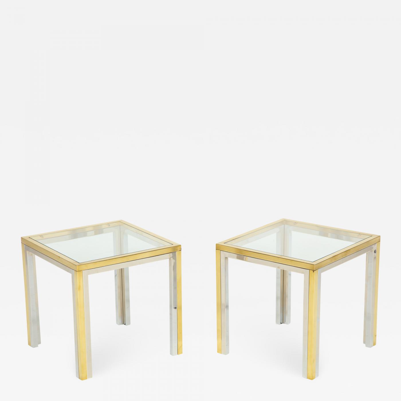 Pair Of Mid Century Polished Chrome Glass Brass Tables Listings Furniture Tables Other Pair Of Mid Century Polished Chrome Glass Brass