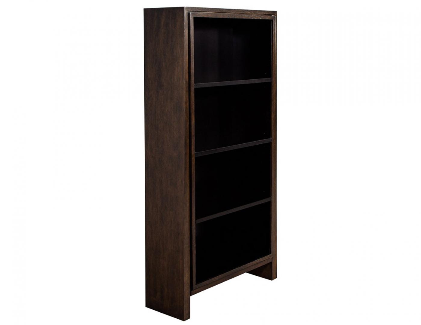 Pair of Modern Walnut and Black Bookcases