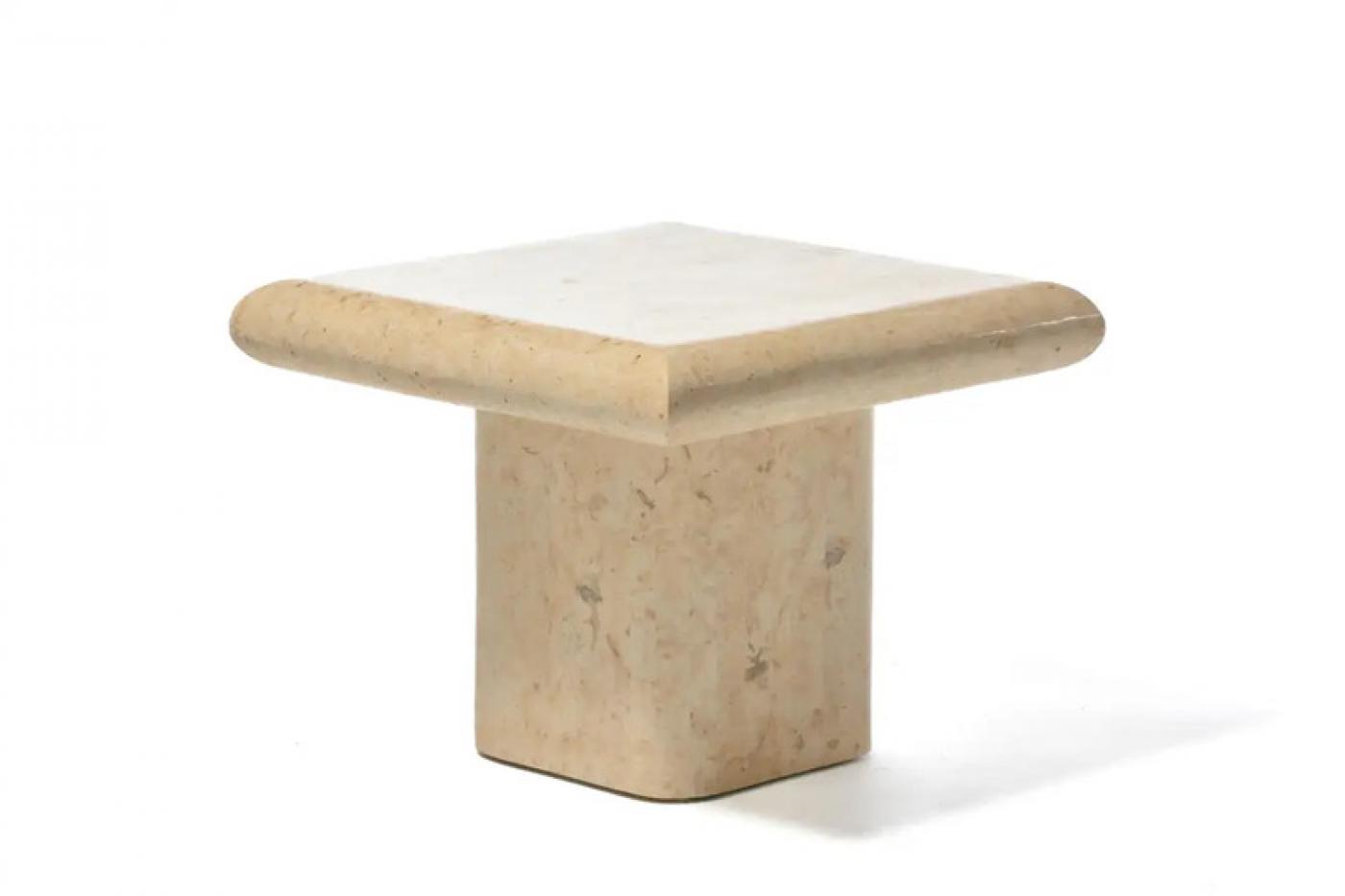 Pair of Post Modern Travertine End Tables, circa 1980s