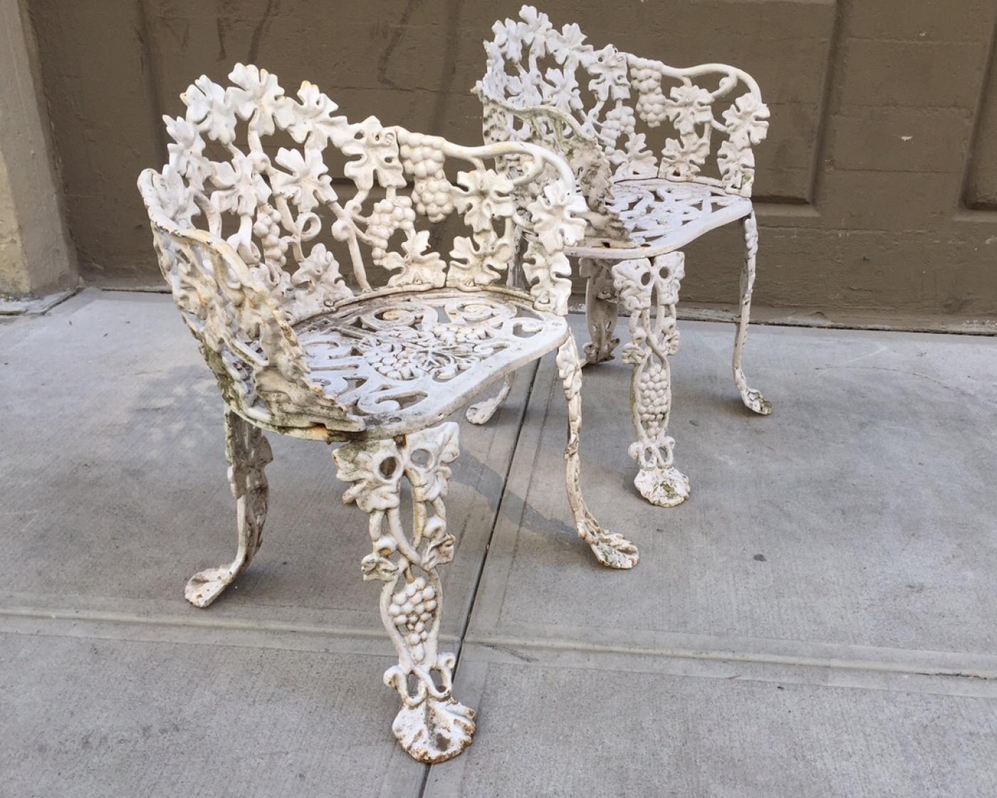 Pair of Vintage Cast Iron Garden Chairs