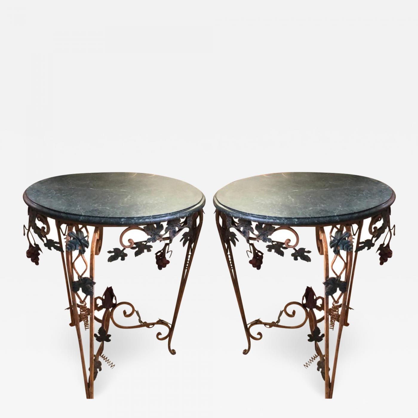 Marble Top Iron and Tole Coffee Table