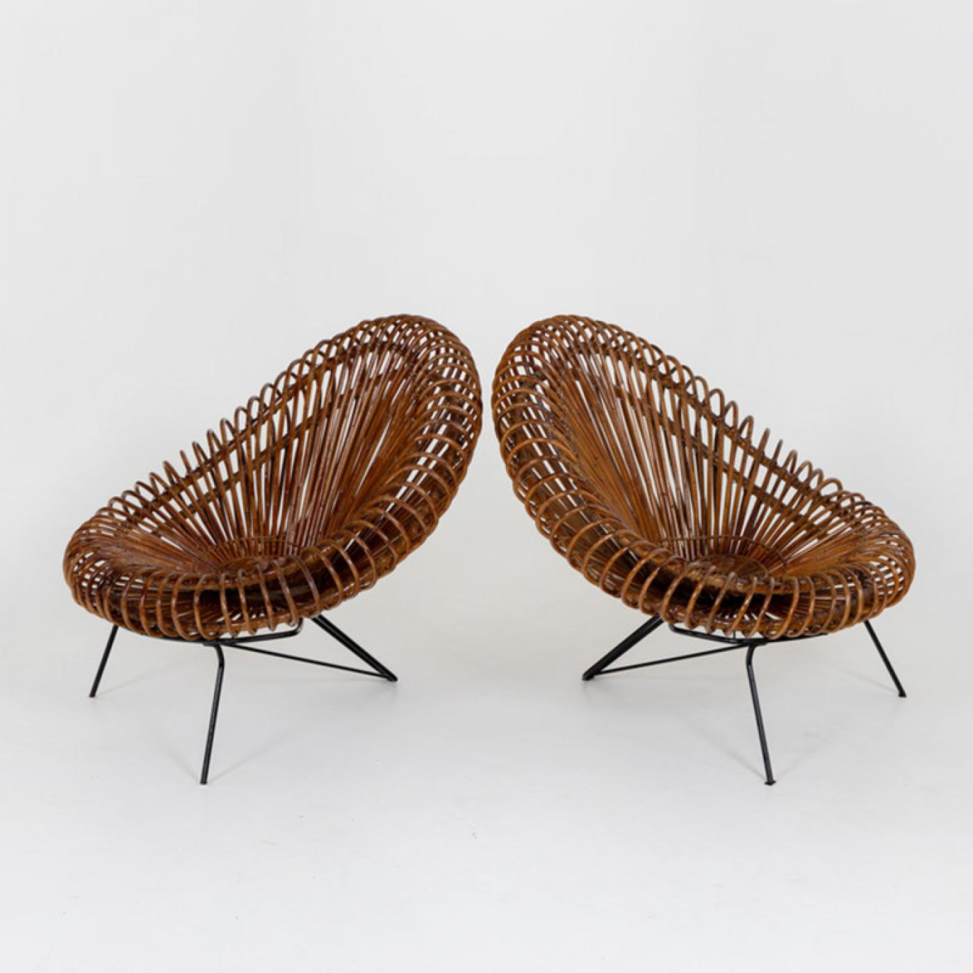 Janine Abraham & Dirk Jan Rol - Pair of Wicker Lounge Chairs by Janine ...