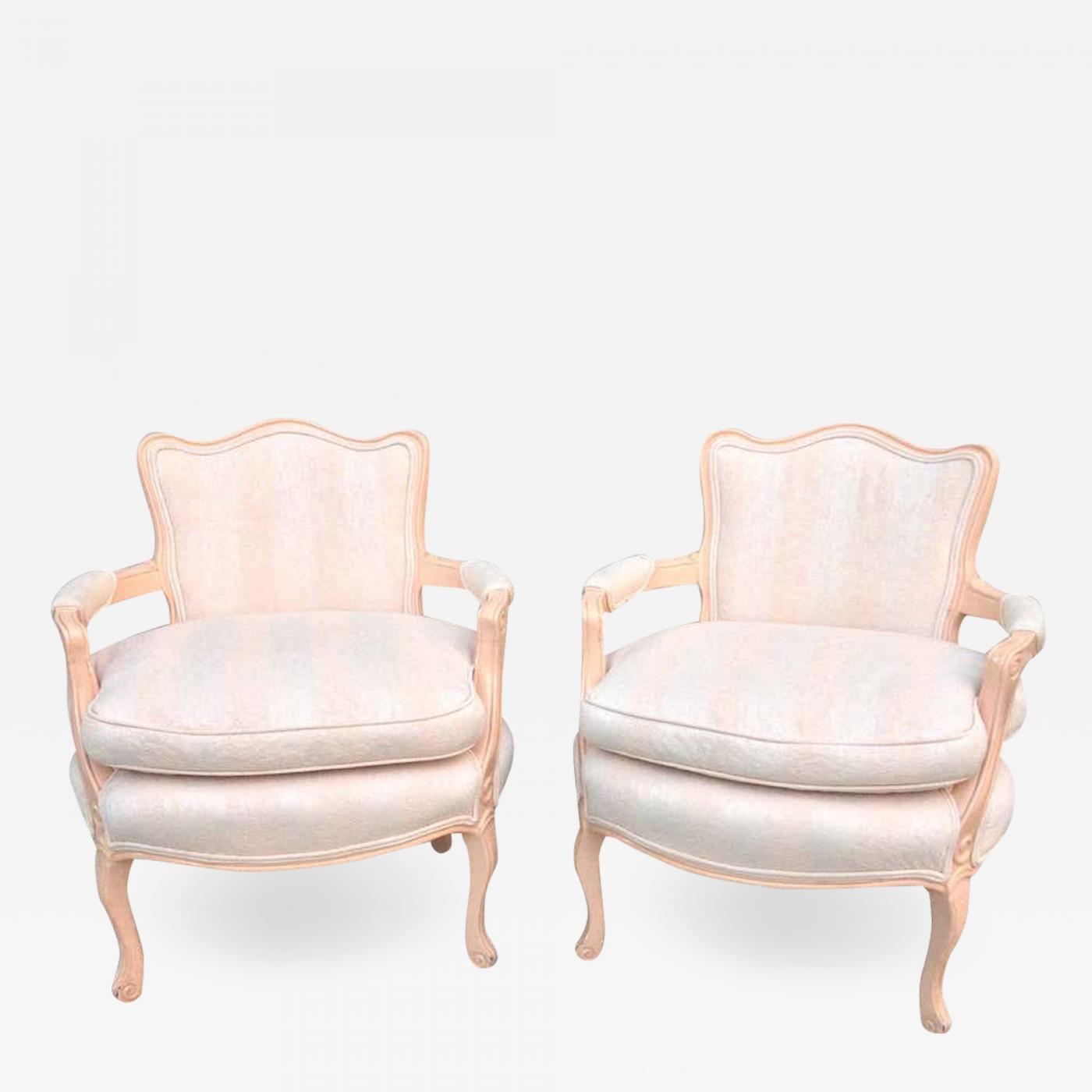 Pair of Pink Louis XV Bergere Arm Chairs