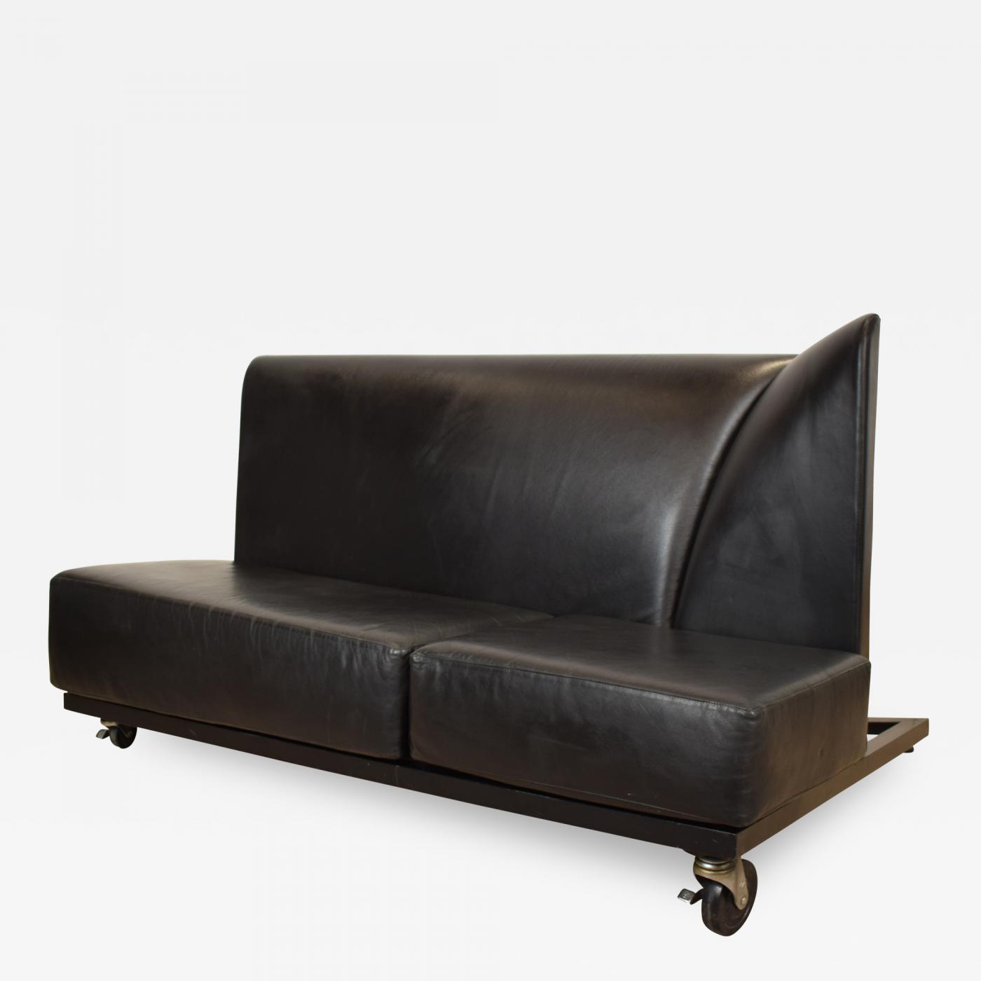 Paolo Pallucco Mireille Rivier Black Leather Sofa By And For 1988